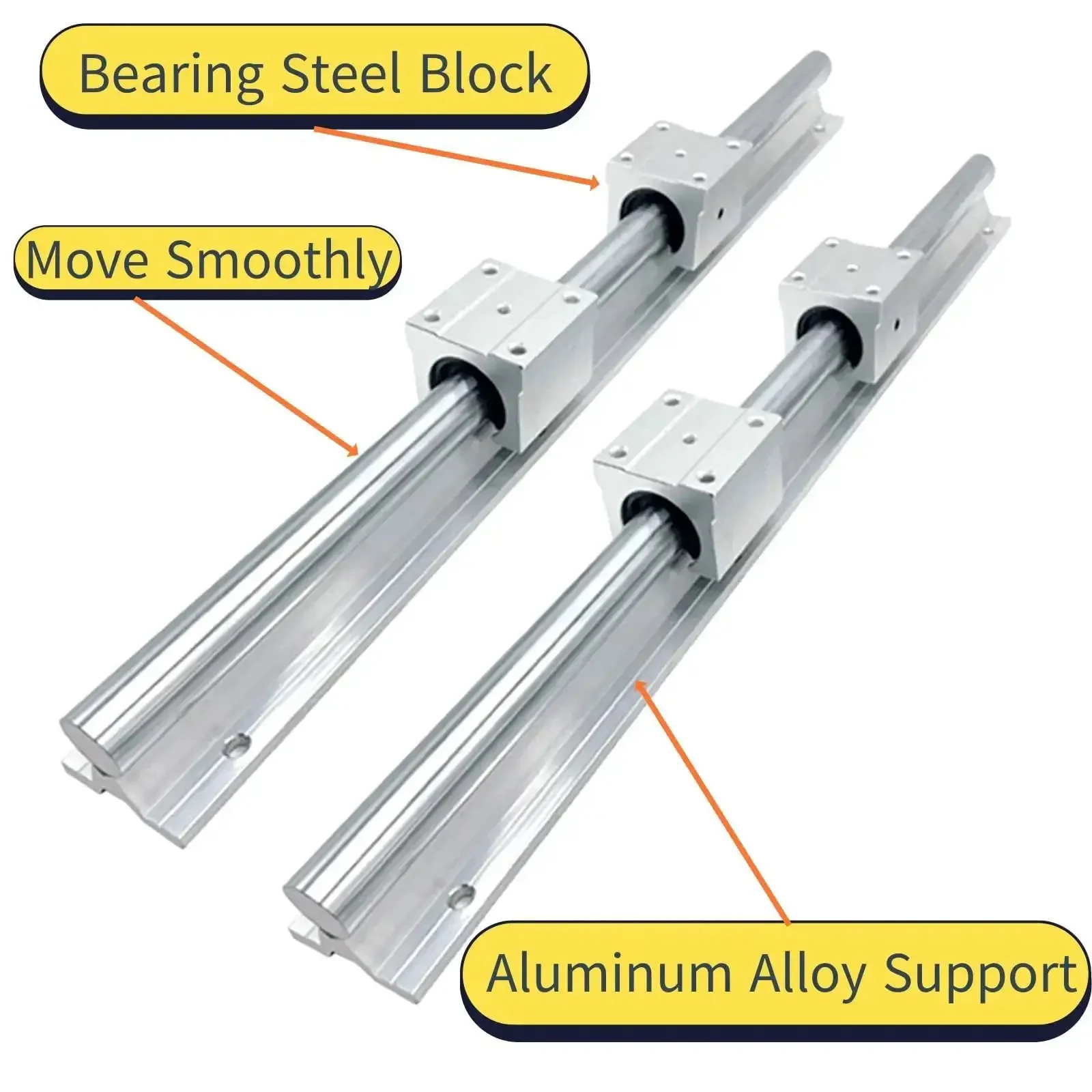 Two 600mm SBR16 Linear Rails With Four SBR16UU Sliding Blocks Side Mount Chrome Plated Steel And Aluminum For A Rock Solid Smooth Glide And Precision CNC Motion In DIY And Industrial Projects - Image 2