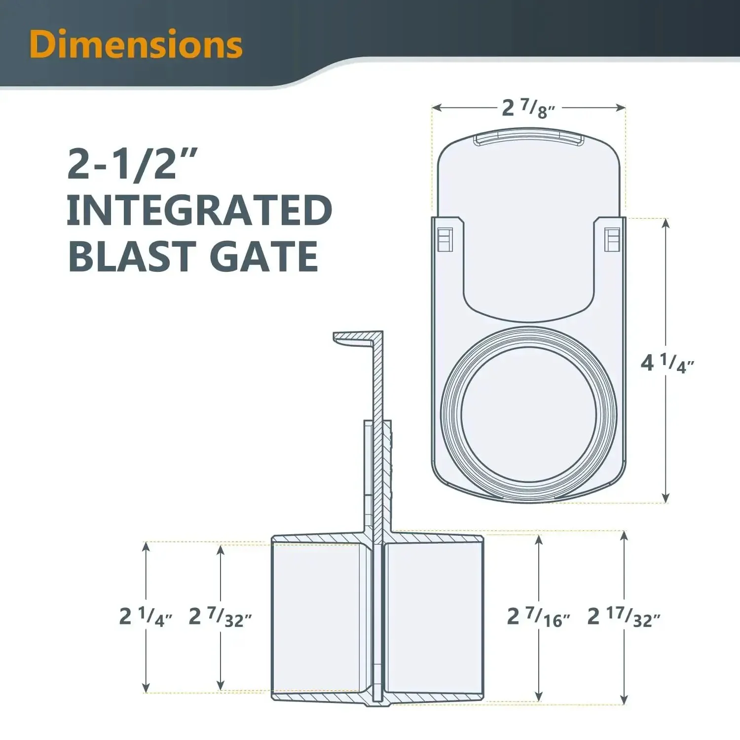 Two And A Half Inch Blast Gate For Dust Collection Heavy Duty Tapered ABS Fitting With Clog Resistant And Gapless Slidable Gate Seamless Airflow For Dust Collector Hoses Shop Vac Setup And Hose Clamp Compatible - Image 4