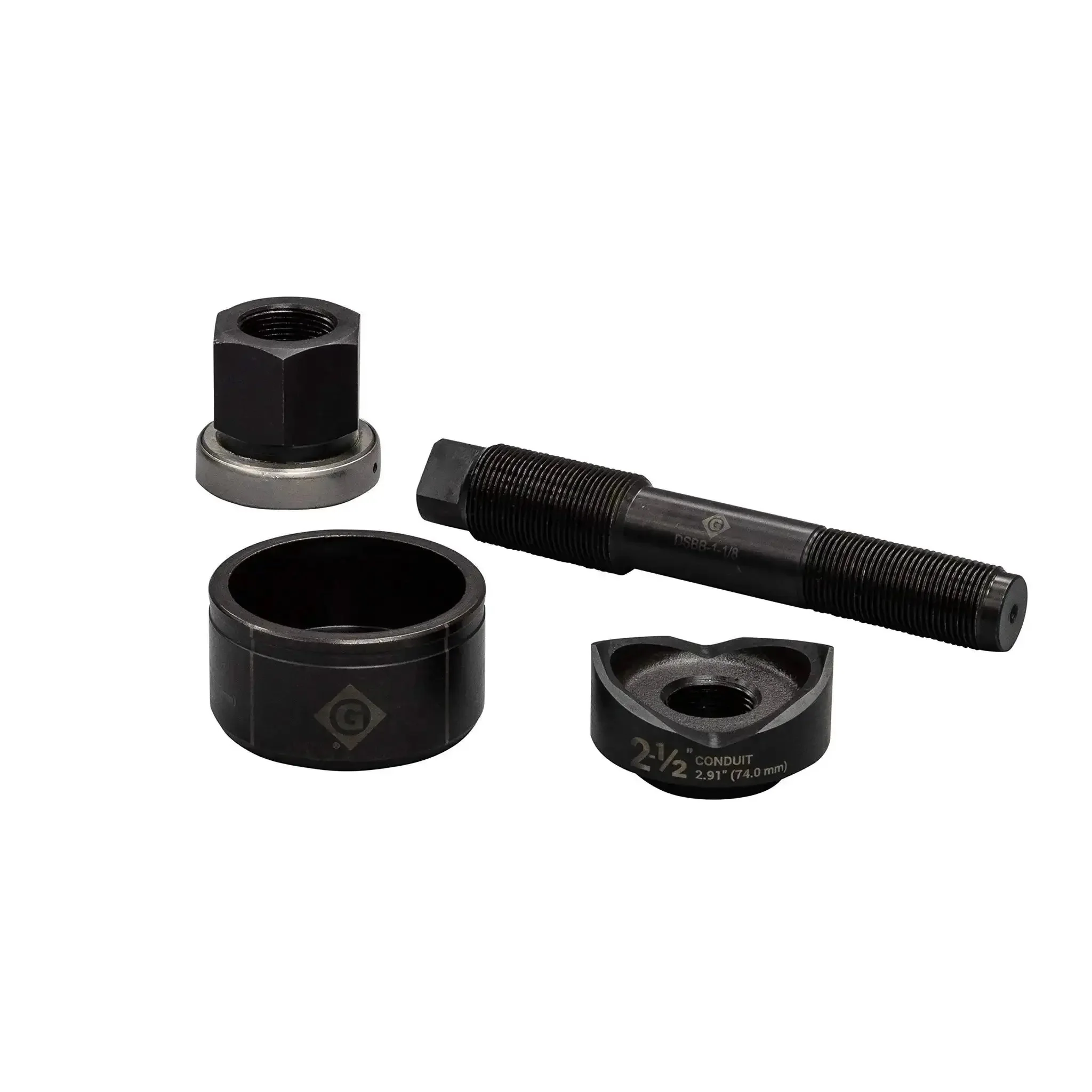 Two And One Half Inch Manual Knockout Set Replaces 738BB For Electric Pros With Laser Markings And Alignment Guides For Quick Part IDs Conduit Size Two And One Half Inch Punch And Die Made In USA Use With Manual Tool Black Finish - Image 2