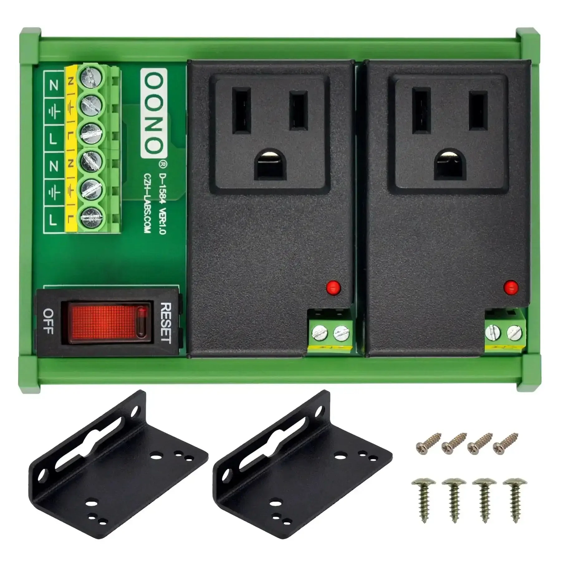 Two Channel IoT Relay Outlet Module For Smart Home Projects With Built In 10 Amp Relays, AC 120V Control, DIN Rail Or Screw Mount, Plug And Play With Arduino Raspberry Pi ESP32 For Easy On Off Automation