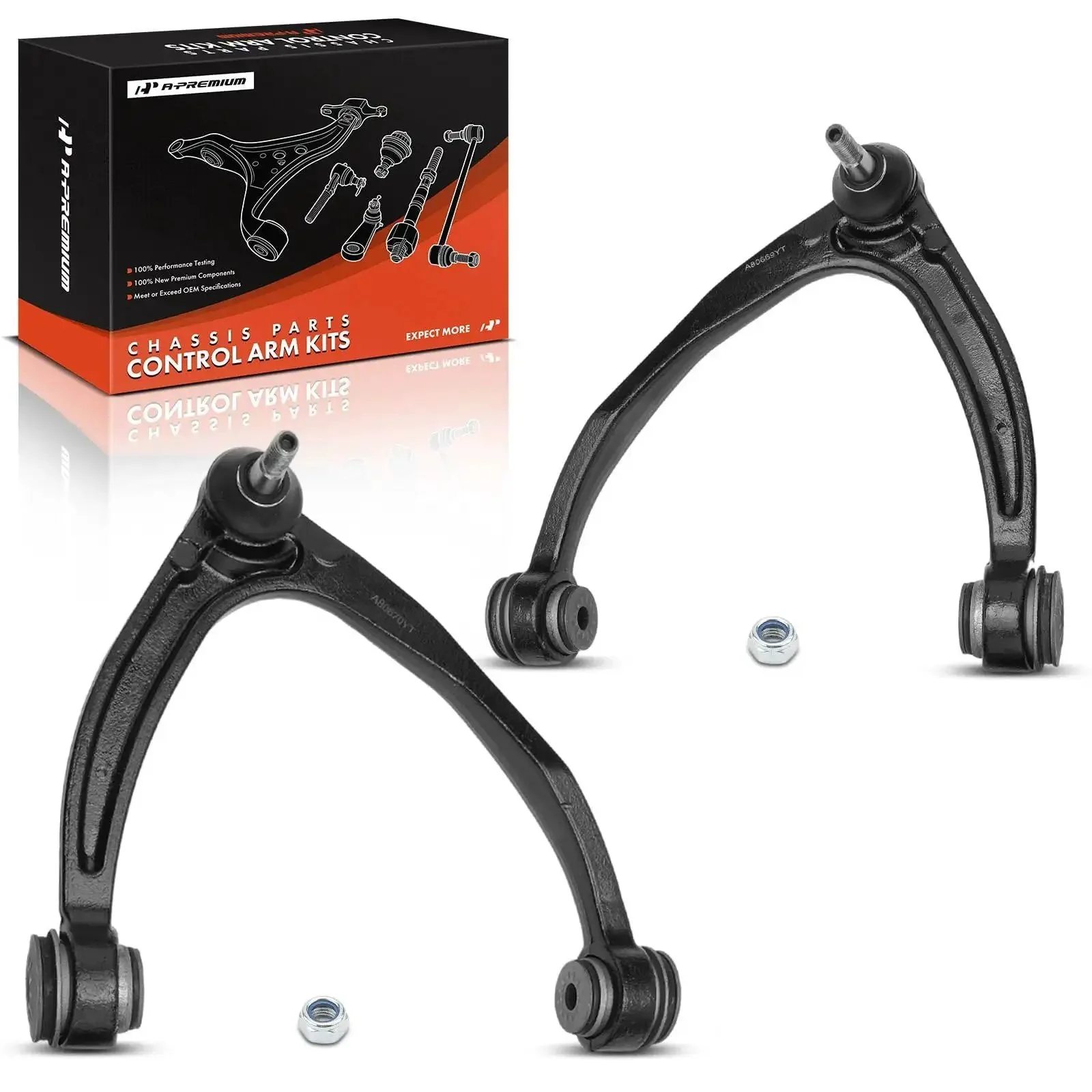 Two Front Upper Control Arms With Ball Joints And Bushings For Chevy Silverado 1500 Tahoe Suburban Avalanche Sierra Yukon XL 1500 GMC Yukon Cadillac Escalade ESV EXT 2007 Through 2014 Replacement