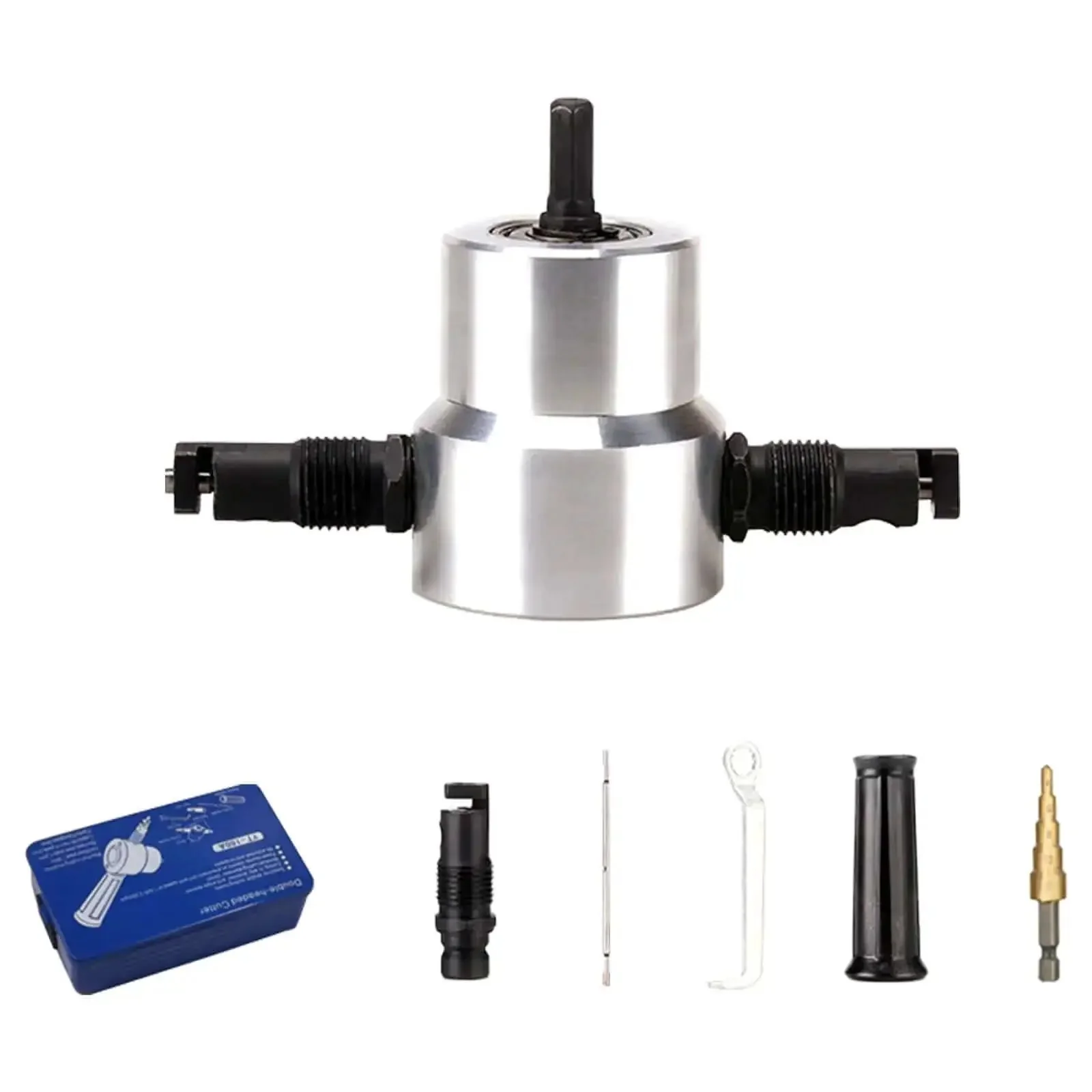Two Head Sheet Metal Nibbler Cutter Built Tough 360 Degree Nibbler Drill Attachment For Punching And Die Cutting Holes In Aluminum And Steel Versatile Easy To Use Tool Great For Home Garage Projects And Pro Level Performance - Image 3