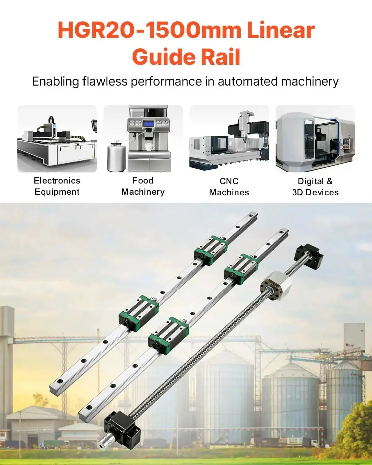 Two HGR20 1500 mm Linear Guide Rails Kit With Four Blocks And RM1605 1500 mm Ballscrew BF12 BK12 Kit Pre Drilled Holes For CNC Routers Lathes And Mills Ready To Assemble Durable GCr15 Bearing Steel For Long Travel Precision - Image 12