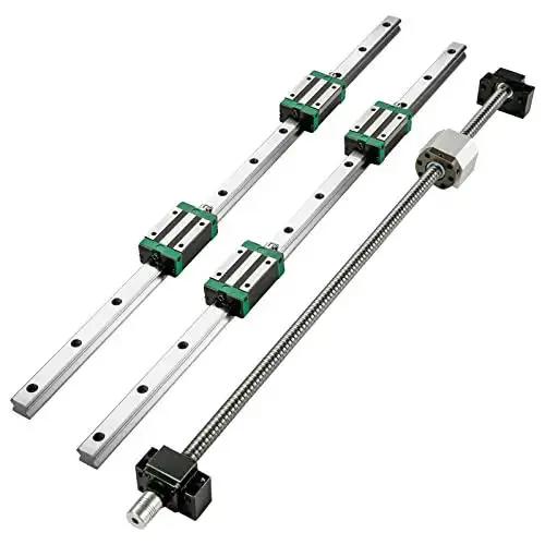 Two HGR20 1500 mm Linear Guide Rails Kit With Four Blocks And RM1605 1500 mm Ballscrew BF12 BK12 Kit Pre Drilled Holes For CNC Routers Lathes And Mills Ready To Assemble Durable GCr15 Bearing Steel For Long Travel Precision - Image 2