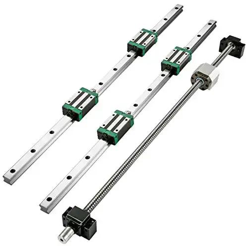 Two HGR20 1500 mm Linear Guide Rails Kit With Four Blocks And RM1605 1500 mm Ballscrew BF12 BK12 Kit Pre Drilled Holes For CNC Routers Lathes And Mills Ready To Assemble Durable GCr15 Bearing Steel For Long Travel Precision - Image 4