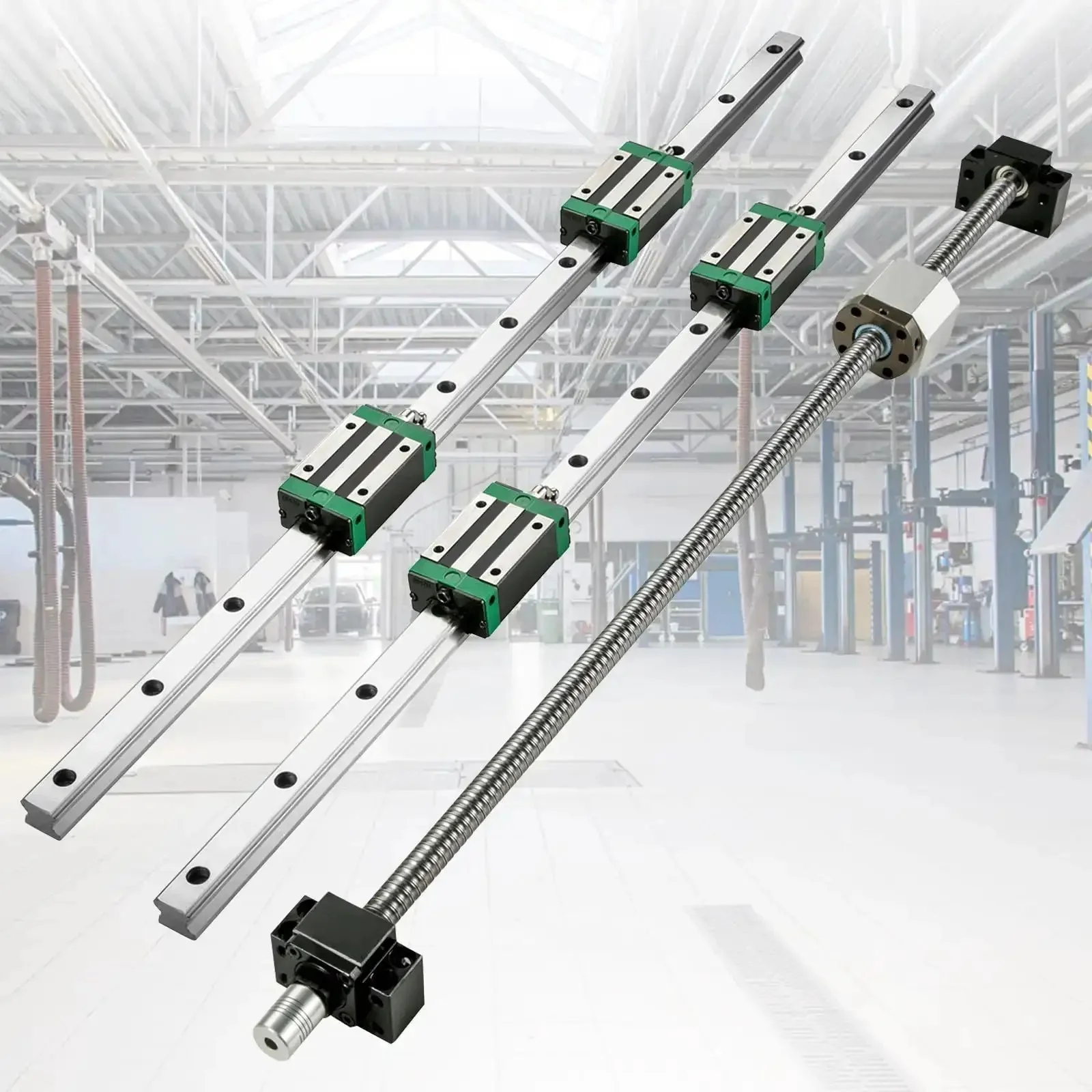 Two HGR20 1500 mm Linear Guide Rails Kit With Four Blocks And RM1605 1500 mm Ballscrew BF12 BK12 Kit Pre Drilled Holes For CNC Routers Lathes And Mills Ready To Assemble Durable GCr15 Bearing Steel For Long Travel Precision - Image 6