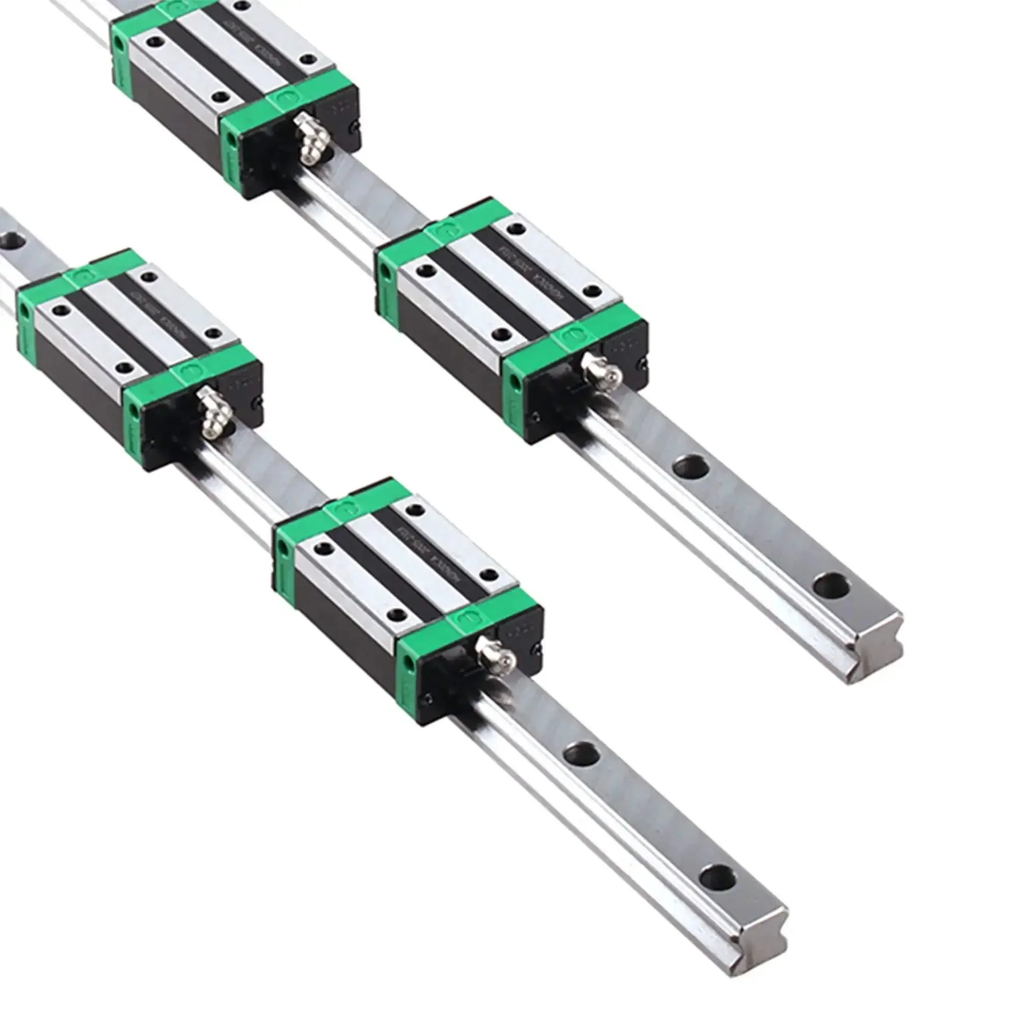 Two HGR20 200mm Linear Guide Rails With Four HGH20CA Carriage Blocks For DIY CNC Precise Motion Chrome Plated Bearings Steel Low Friction High Rigidity Durable Linear Guide Set For Robotic And Milling Projects