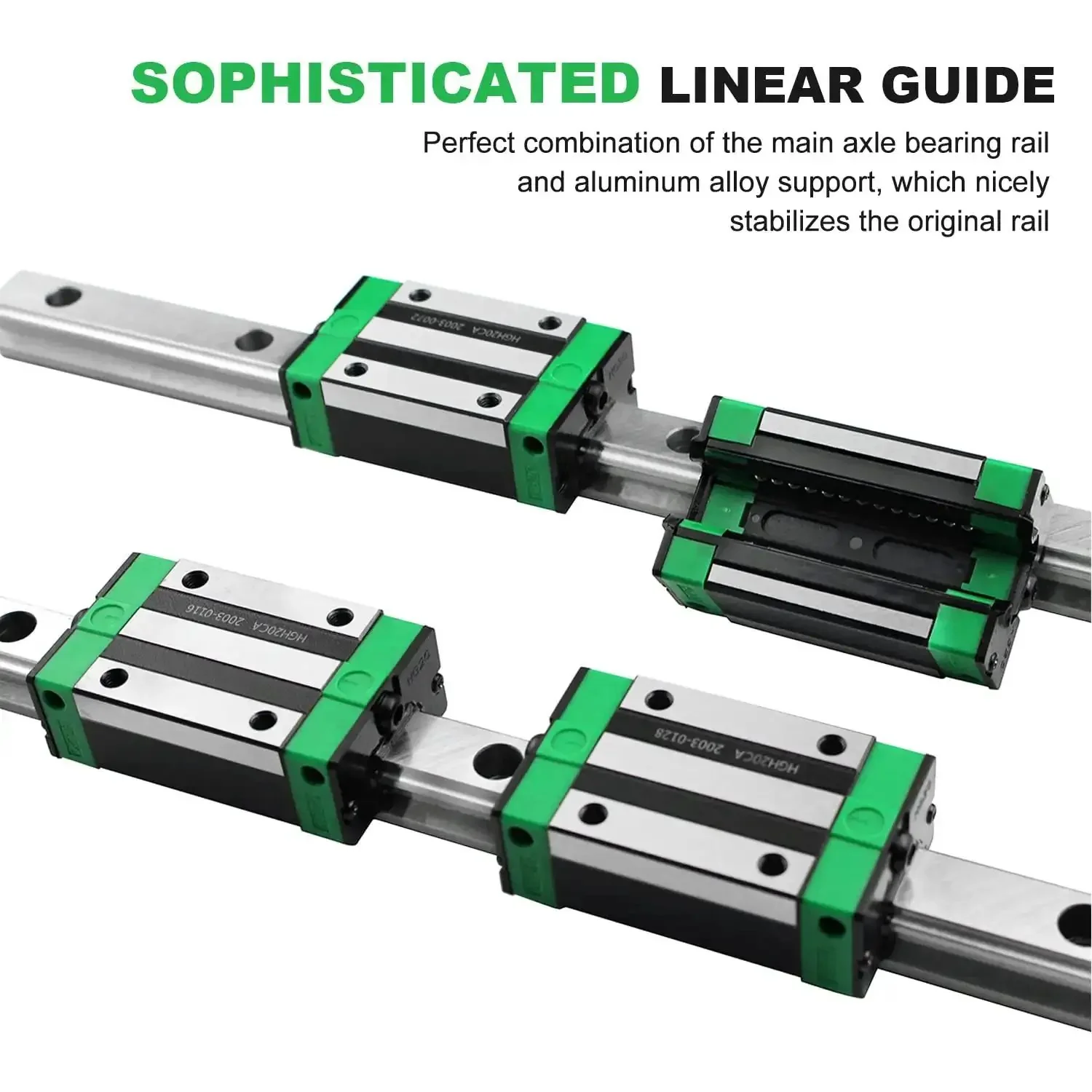 Two HGR20 200mm Linear Guide Rails With Four HGH20CA Carriage Blocks For DIY CNC Precise Motion Chrome Plated Bearings Steel Low Friction High Rigidity Durable Linear Guide Set For Robotic And Milling Projects - Image 5