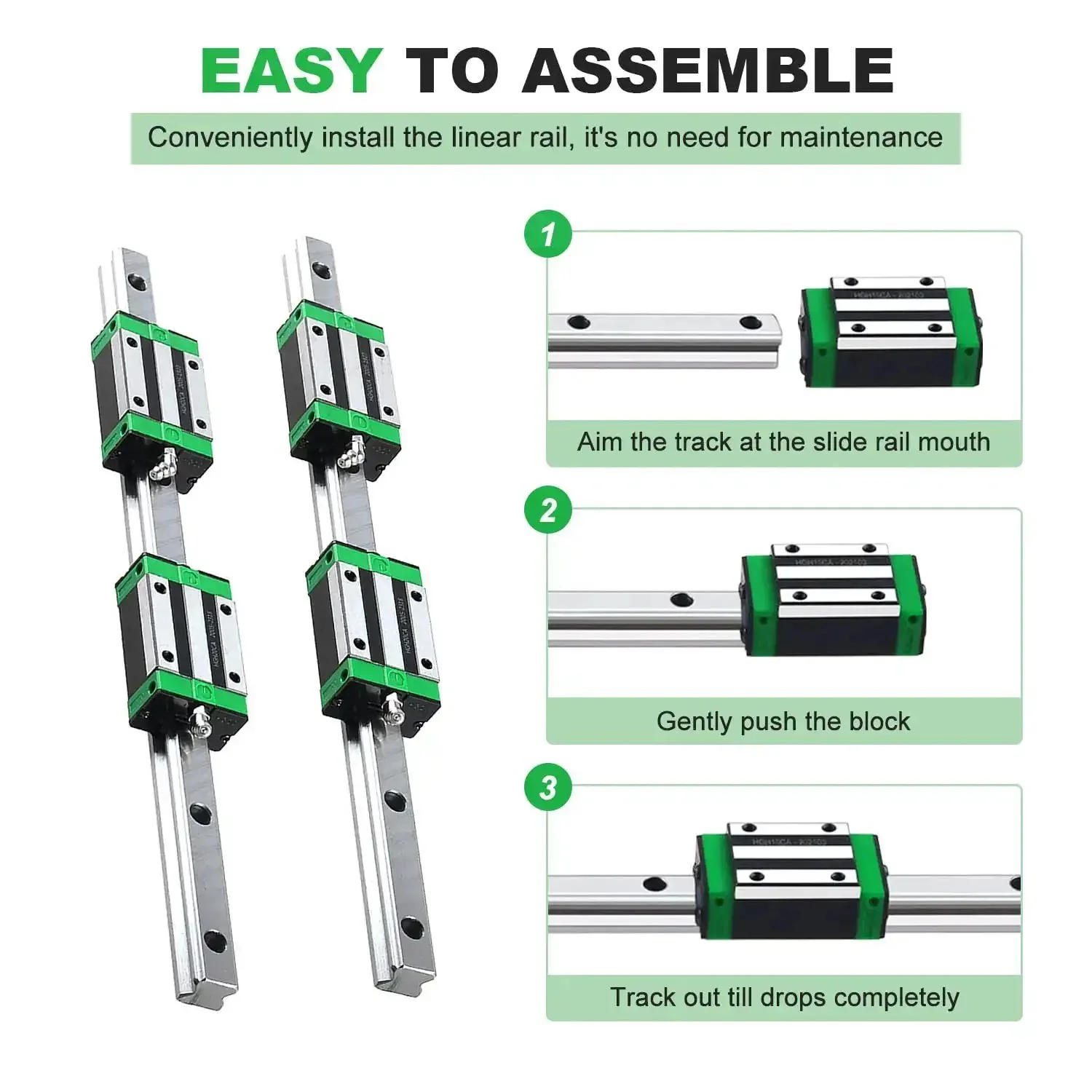 Two HGR20 200mm Linear Guide Rails With Four HGH20CA Carriage Blocks For DIY CNC Precise Motion Chrome Plated Bearings Steel Low Friction High Rigidity Durable Linear Guide Set For Robotic And Milling Projects - Image 6