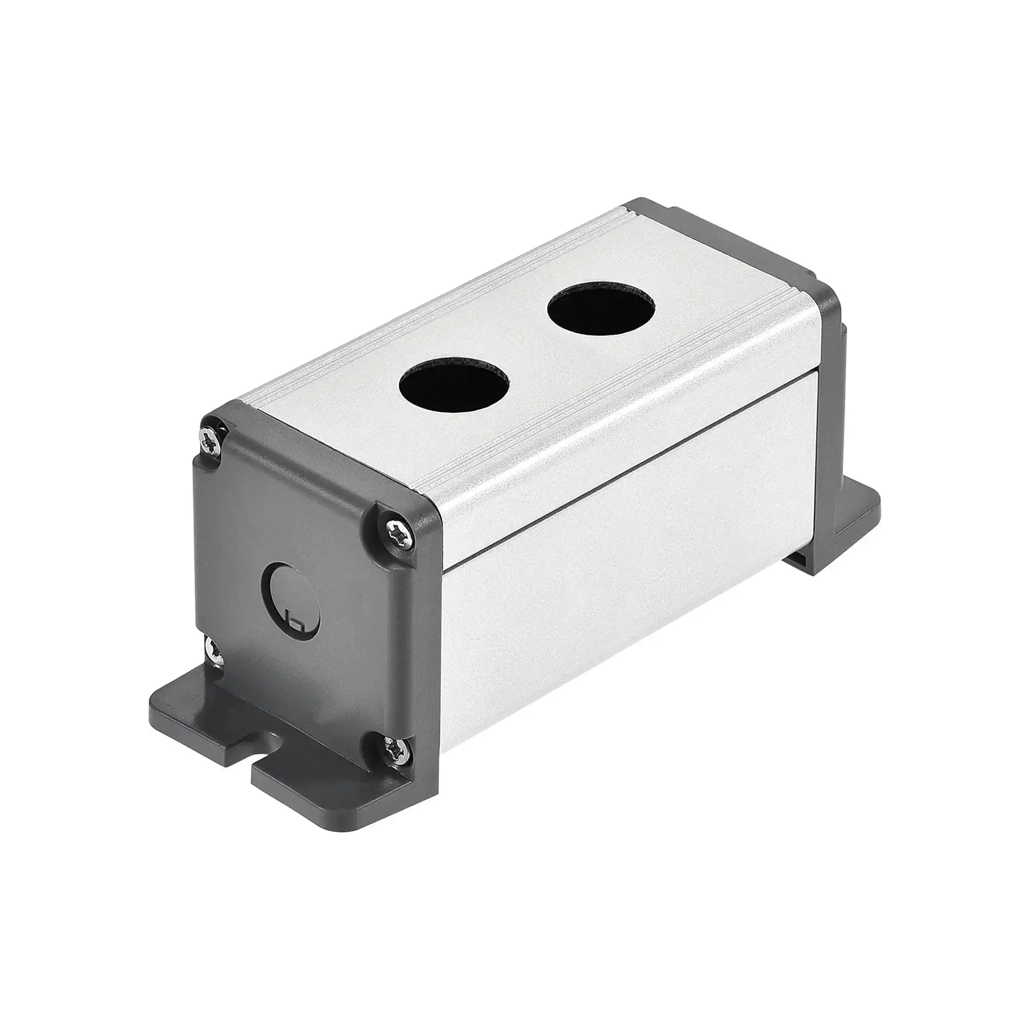Two Hole 16mm Aluminum Switch Button Station Box With PG7 Cable Gland And Mounting Base, Durable Enclosure For Control Panels, Easy Wiring, 83x31x42mm Inner Size, Ideal For DIY Electronics
