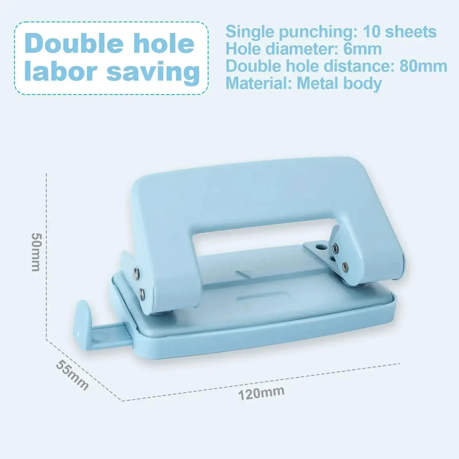 Two Hole Paper Punch Metal Blue Desktop Puncher For File Folders And Loose Leaf Books Beefy Built To Last Heavy Duty Adjustable Manual Office Puncher For A4 A5 B5 Formats Ideal For Home Small Office And School Use - Image 5