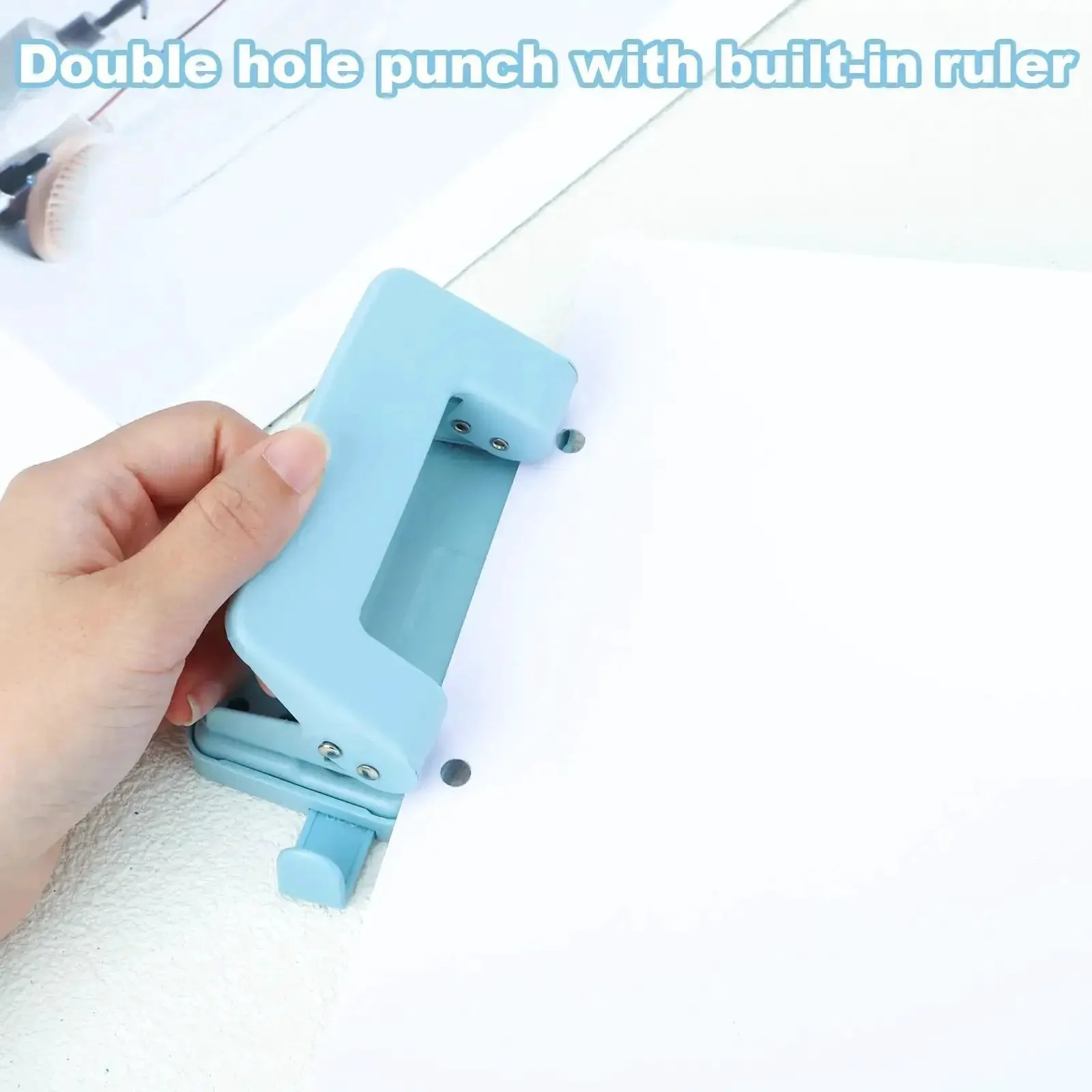 Two Hole Paper Punch Metal Blue Desktop Puncher For File Folders And Loose Leaf Books Beefy Built To Last Heavy Duty Adjustable Manual Office Puncher For A4 A5 B5 Formats Ideal For Home Small Office And School Use - Image 7