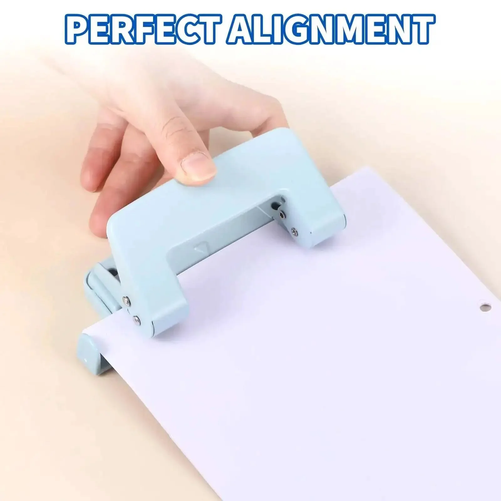 Two-Hole Paper Puncher With Adjustable Guide and Labor-Saving Handle, Heavy-Duty 5-Sheet Capacity Office Punch For Binders And Loose-Leaf, Durable Metal Construction Delivers Precise 0.23 Inch Holes Every Time, Real Workhorse Tool, Blue - Image 3