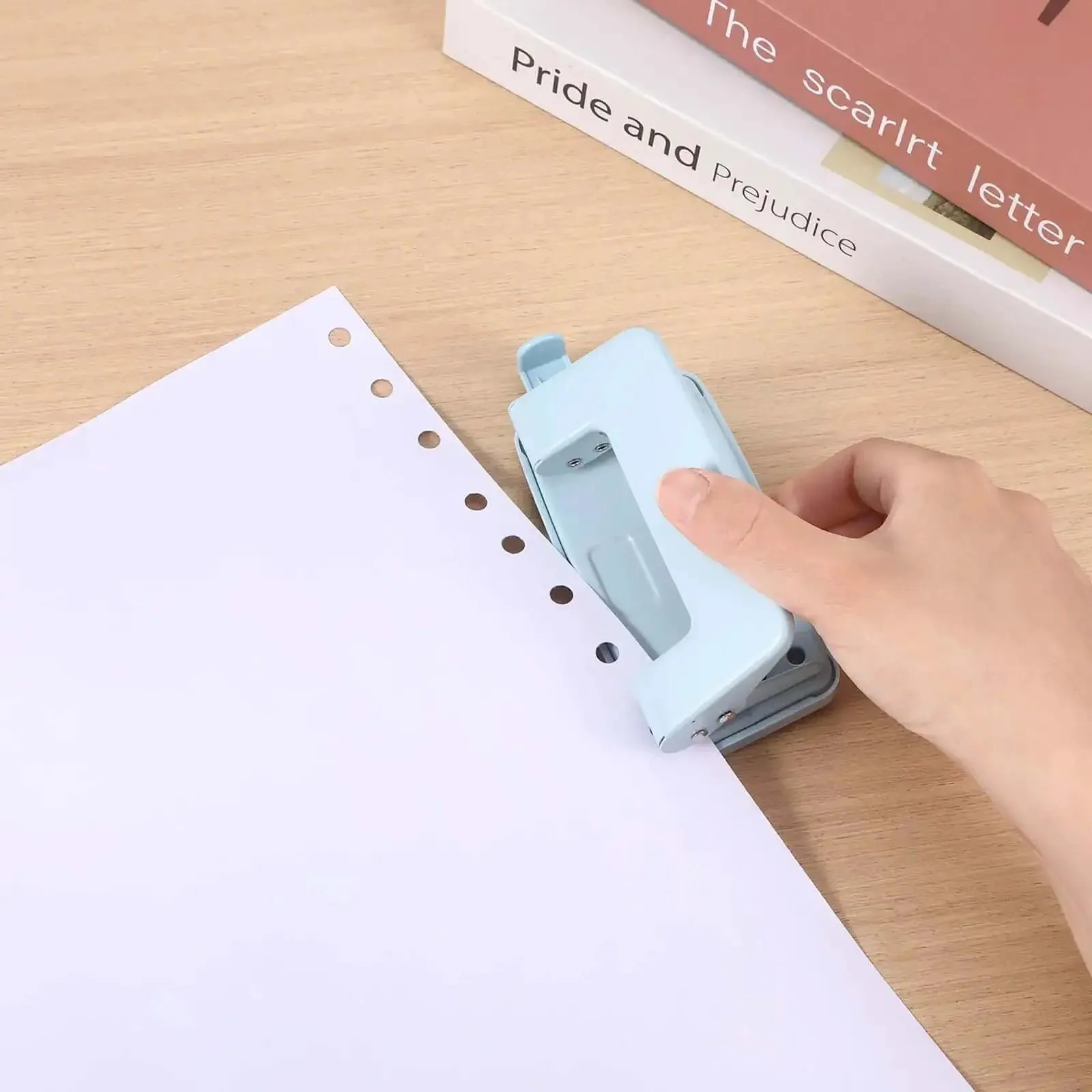 Two-Hole Paper Puncher With Adjustable Guide and Labor-Saving Handle, Heavy-Duty 5-Sheet Capacity Office Punch For Binders And Loose-Leaf, Durable Metal Construction Delivers Precise 0.23 Inch Holes Every Time, Real Workhorse Tool, Blue - Image 4