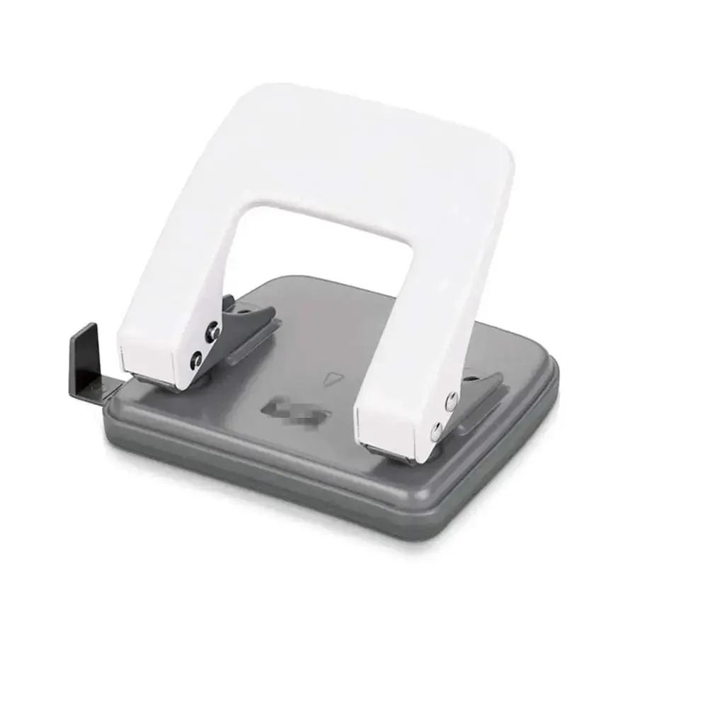Two Hole Puncher For Paper And Crafts, Adjustable 3.15 Inch Hole Spacing, Squeeze To Punch Up To 20 Sheets, Skid Resistant Base, Manual Punch Tool For Chipboard Thin Metal And Craft Paper, White Finish