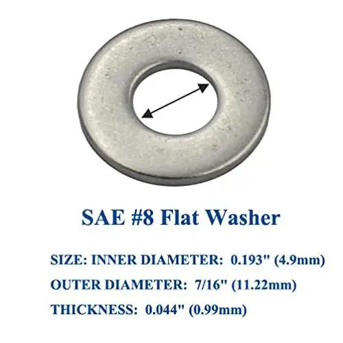 Two Hundred Pcs SAE Flat Washers In 304 Stainless Steel For Fasteners Outer Diameter Seven Sixteenth Inch Inner Diameter 0.193 Inches Thick 0.044 Inches Heavy Duty Beefy Pro Grade Rust Resistant Assortment Kit - Image 3