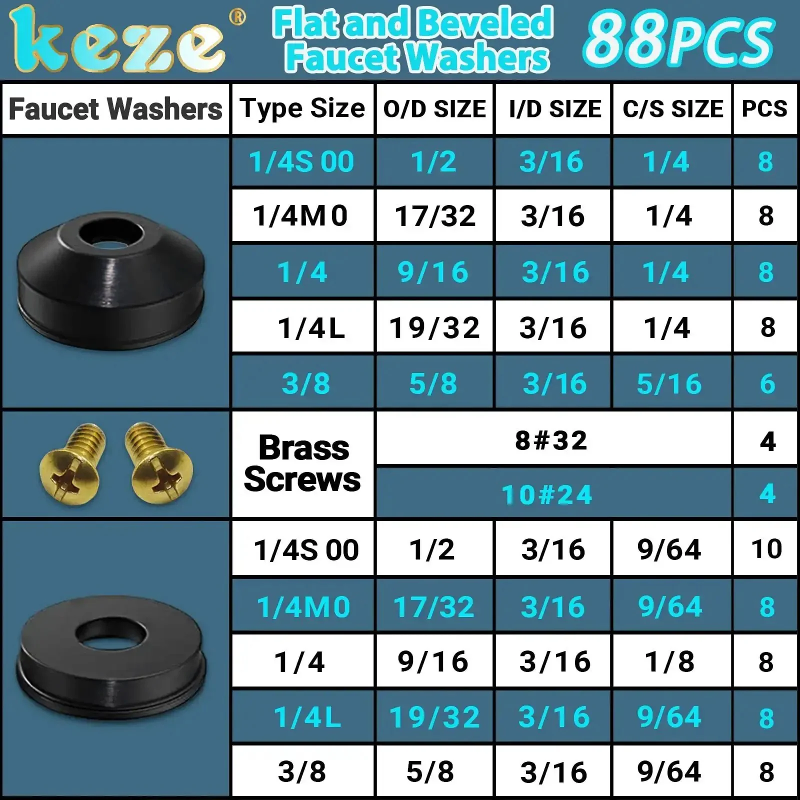 Two In One Faucet And Plumbing Washer Kit With 233 Pcs Beveled And Flat Gaskets For Spigots Hose Bibs Outdoor Garden Faucets Leaks Repair And Valve Stem Wear Replacement For Homeowners And Weekend Fixers - Image 8