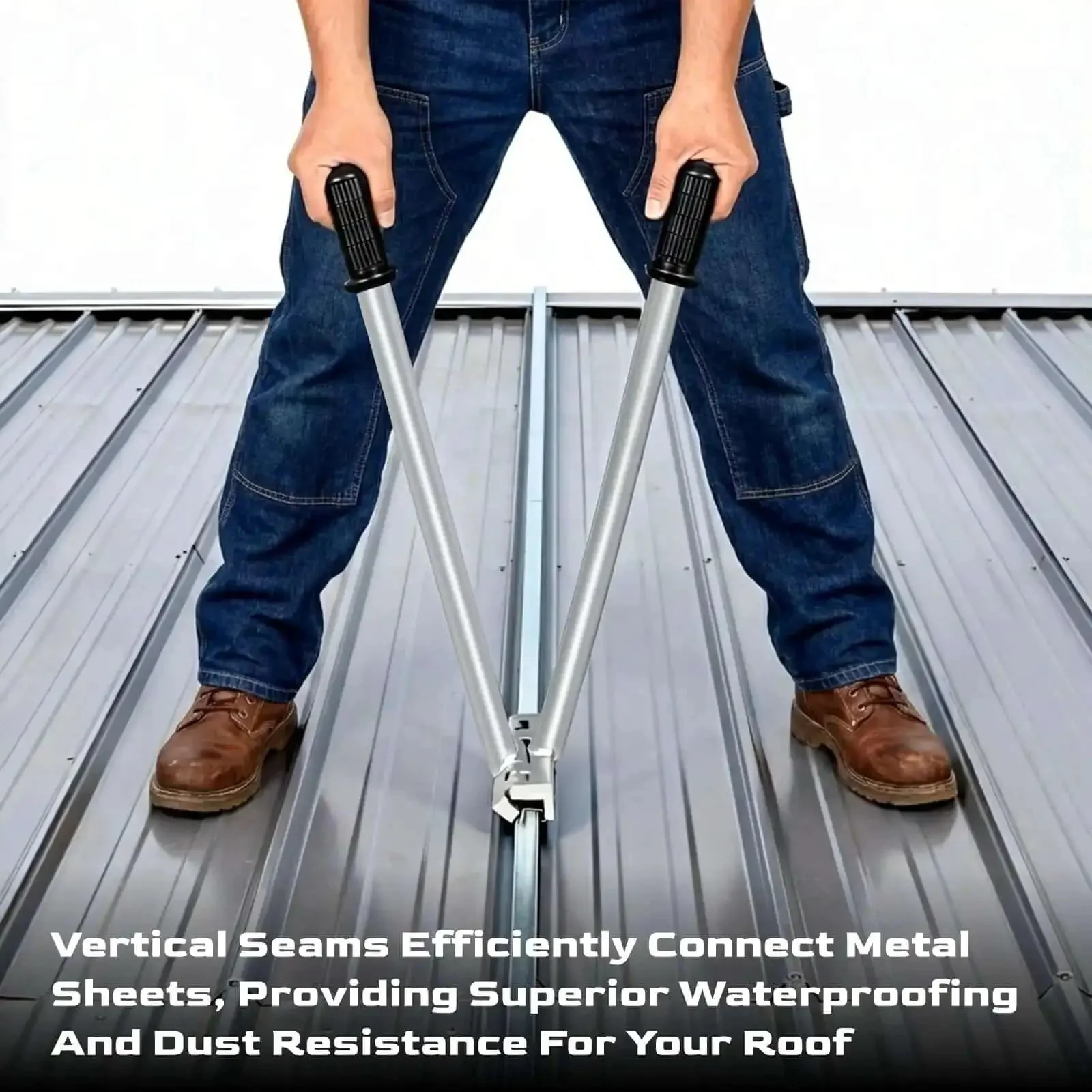 Two-In-One Hand Seamer For Standing Seam Roofing And Siding, Heavy-Duty Vertical Seams Drip Edge Hem Bender, Mechanical Lock Tool For Aluminum And Steel Panels, Outdoor Work, Silver - Image 7