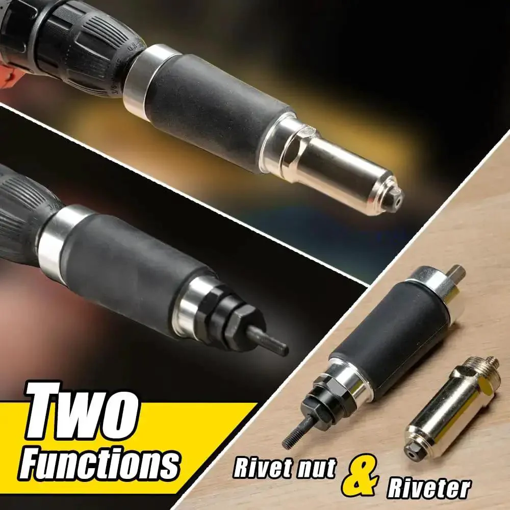 Two In One Rivet Nut Tool For Drill Converts To A Rivet Gun And Rivnut Tool Kit Includes Twelve Mandrels And Four Rivet Heads Works With 18V To 24V Cordless Drills - Image 5