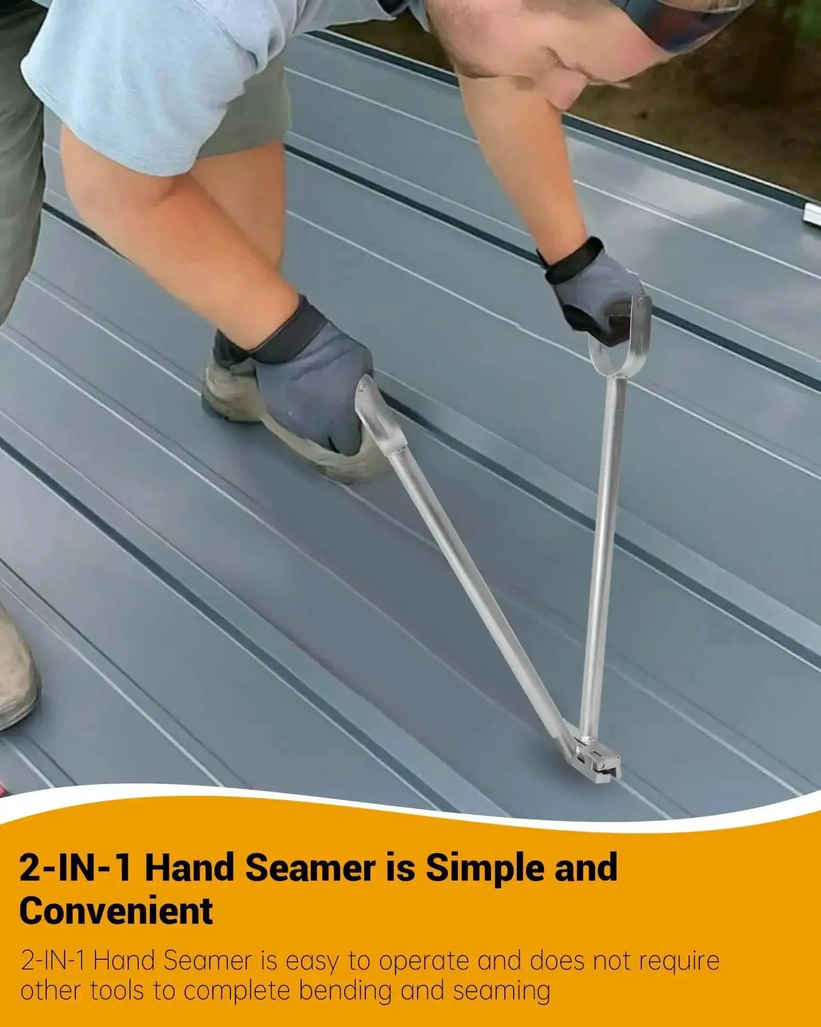 Two In One Standing Seam Roofing Hand Seamer Tool For Metal Roof Panels Bending And Seaming Pro Grade Heavy Duty Dual Jaw Hand Tool For Metal Siding And Shed Projects Easy Grip Ergonomic Design For Fast Installations - Image 2