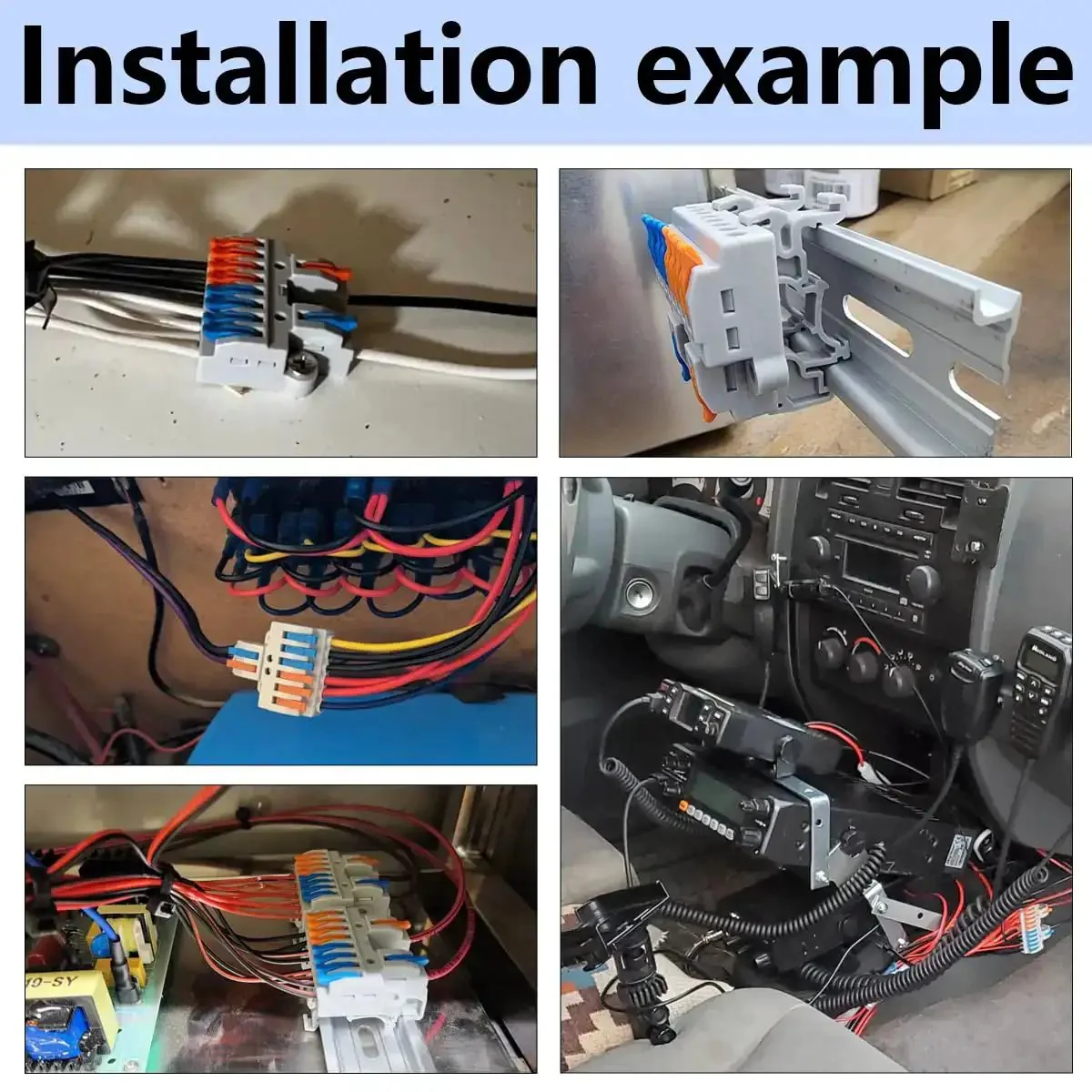 Two In Ten Out Lever Terminal Block Kit Seven Pack With DIN Rail And Screw Mounts For 28 To 12 AWG Wires No Tool Needed Levers For Quick Splicing And Plug And Play Ten Output Distribution - Image 2