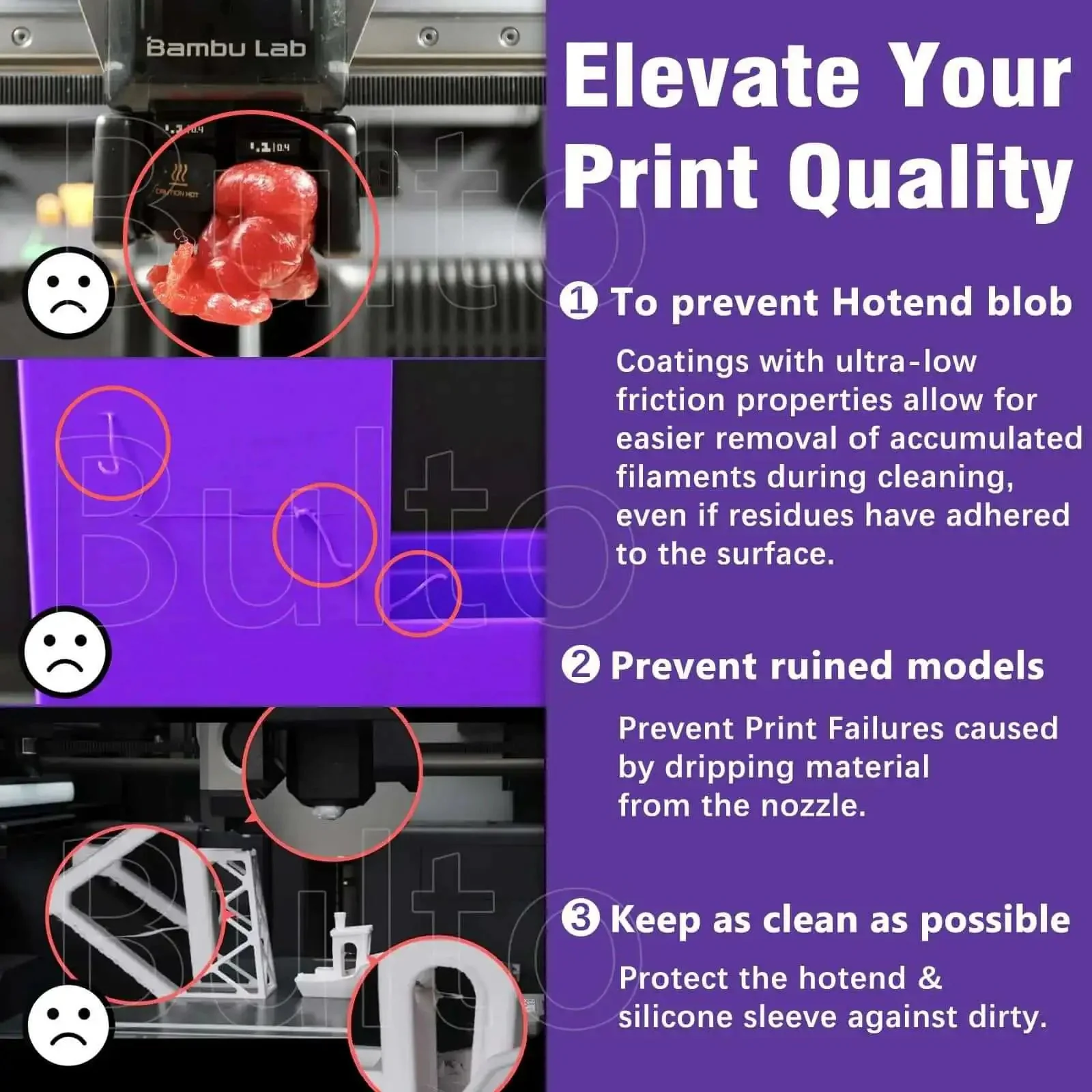 Two Pack 0.4mm H2D H2S H2C P2S Hotend Nozzles With Anti Stick MPVD Coating For P2S Series And A1 Mini 3D Printers Hardened Steel High Speed Nozzle Set For Smoother Extrusion And Fewer Clogs - Image 6