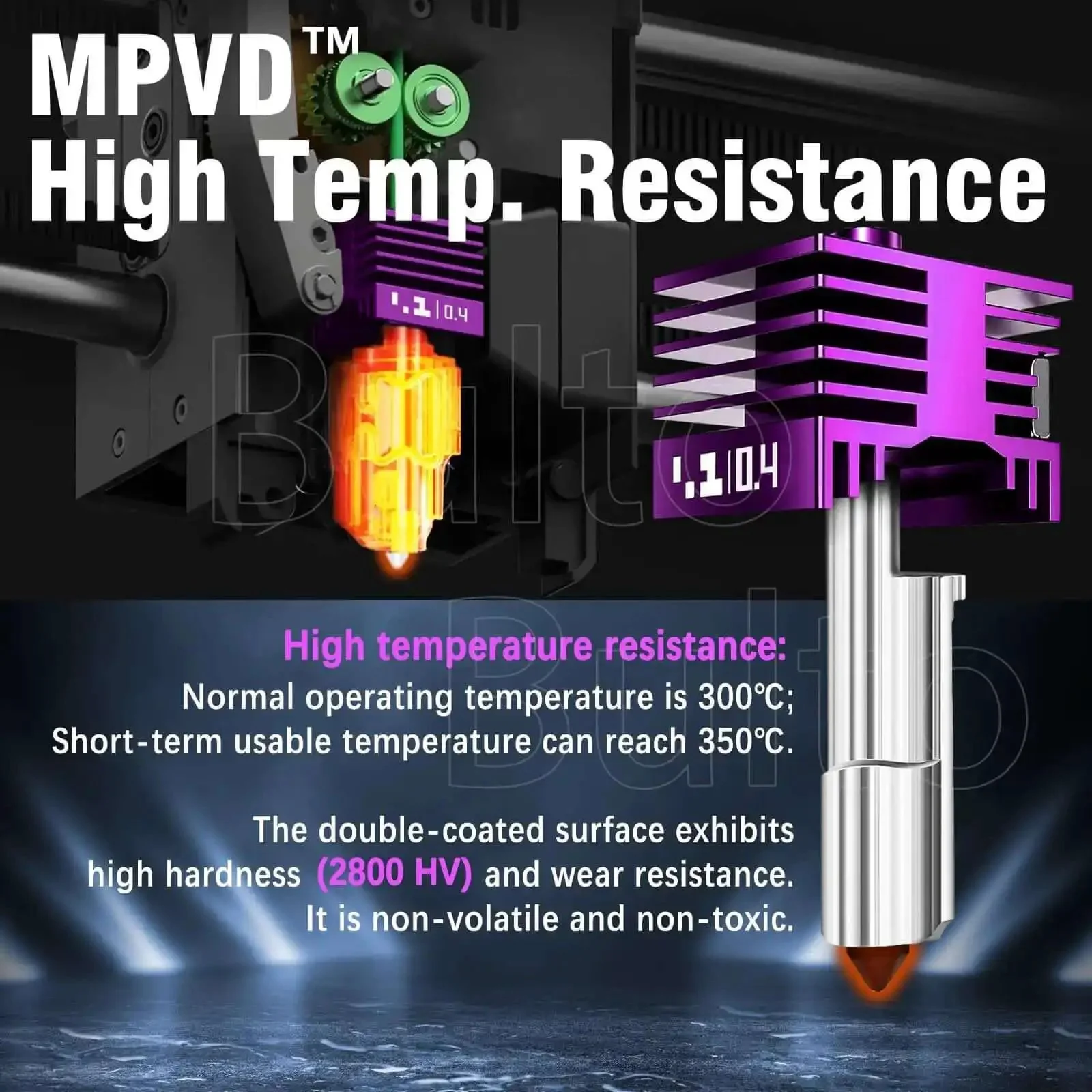 Two Pack 0.4mm H2D H2S H2C P2S Hotend Nozzles With Anti Stick MPVD Coating For P2S Series And A1 Mini 3D Printers Hardened Steel High Speed Nozzle Set For Smoother Extrusion And Fewer Clogs - Image 8