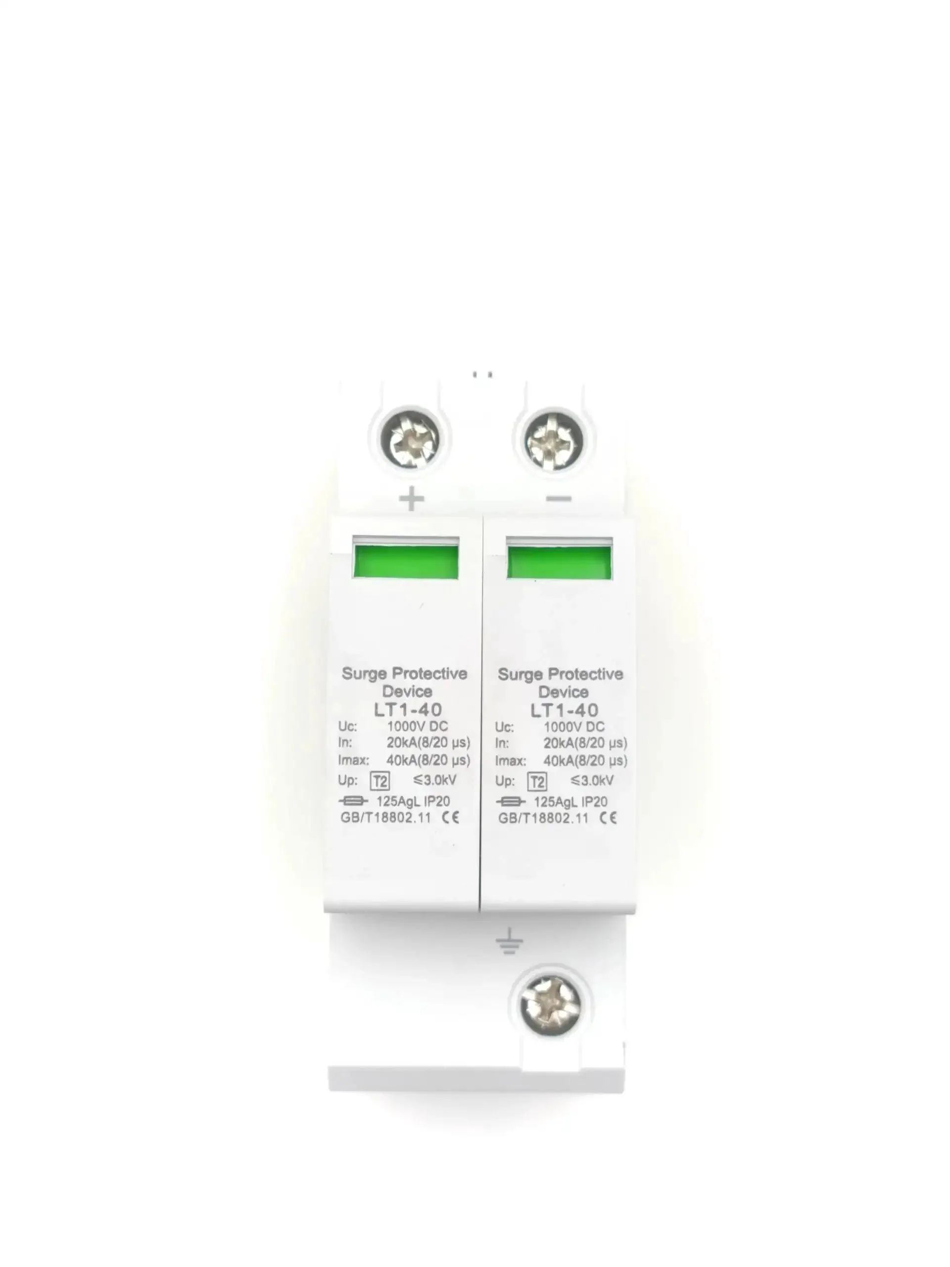 Two Pack 1000V 40KA DC Surge Protector With Lightning Shield And Modular Design Photovoltaic Arrester For Home And Office Use On 35mm DIN Rail Mount DC1000V 2pcs