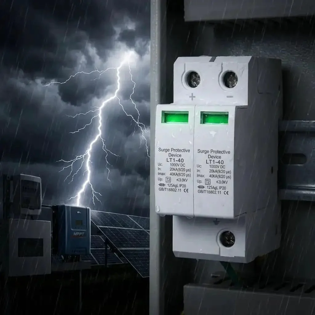 Two Pack 1000V 40KA DC Surge Protector With Lightning Shield And Modular Design Photovoltaic Arrester For Home And Office Use On 35mm DIN Rail Mount DC1000V 2pcs - Image 3