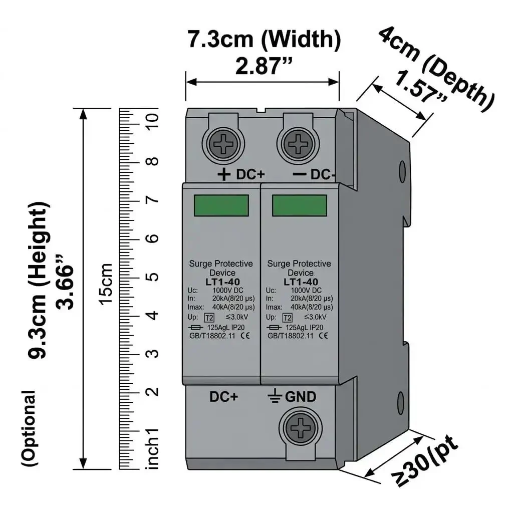 Two Pack 1000V 40KA DC Surge Protector With Lightning Shield And Modular Design Photovoltaic Arrester For Home And Office Use On 35mm DIN Rail Mount DC1000V 2pcs - Image 5