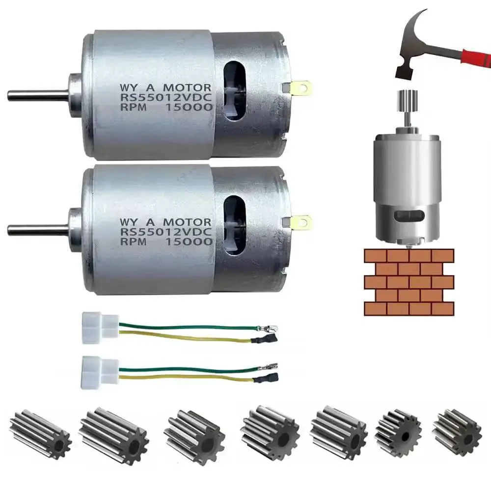 Two Pack 12V RS550 15000RPM Electric Drive Motors For Ride On Cars Upgrade 18V Compatible DC Motor Round Shaft High Torque For DIY Electric Projects Replacement Engine