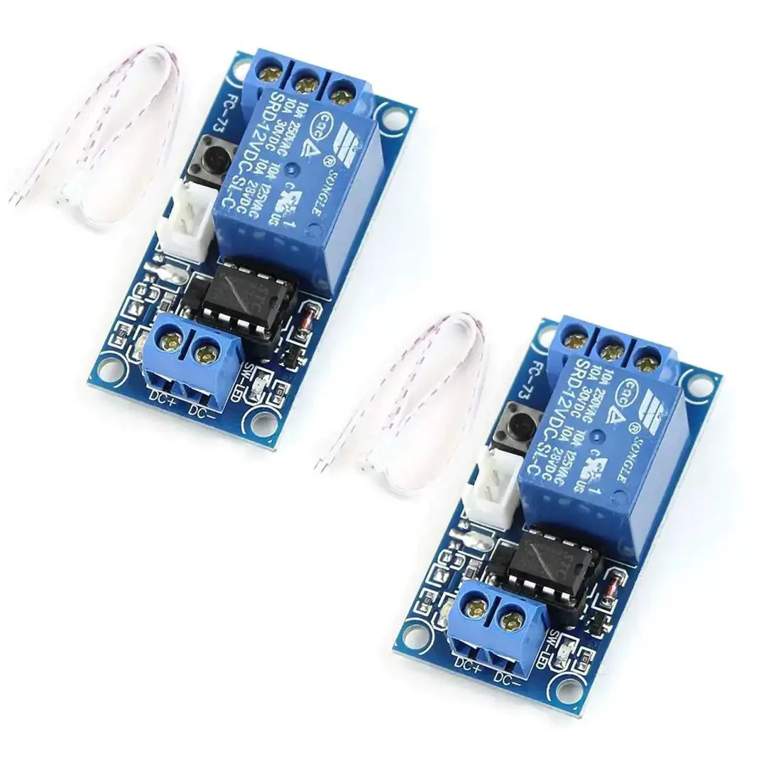 Two Pack 12V Single Bistable Self-Locking Relay Module Push To Start And Stop With Low Level Trigger, Easy Hookup For DIY Electronics, Home Projects, Robotics And Quick Electrical Projects