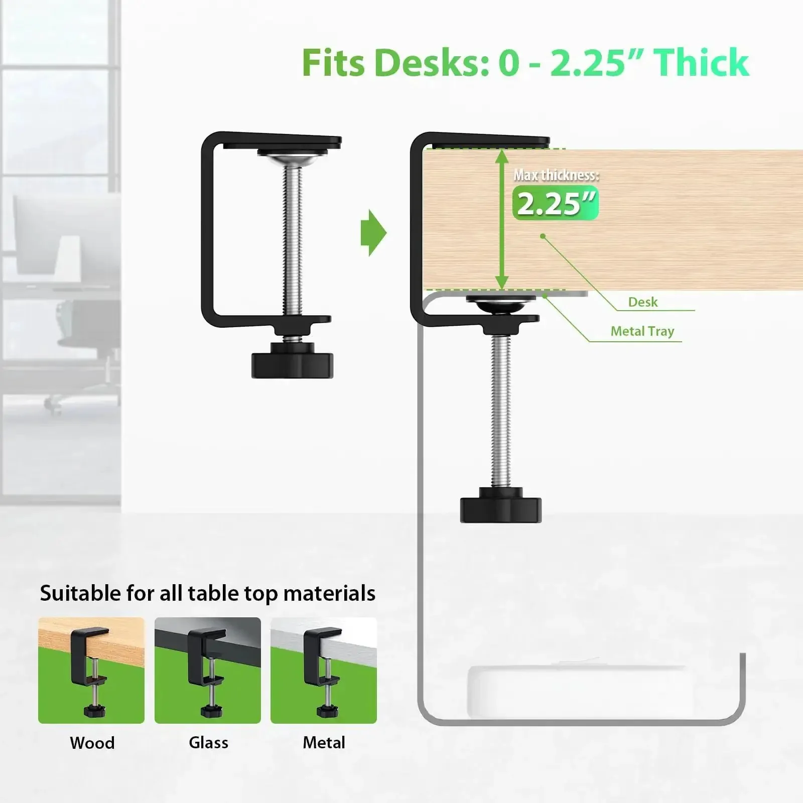 Two Pack 16 Inch Under Desk Cable Management Trays Expandable To 32 Inches No Drill Mount Cord Organizer For Home Office Gaming Desks And Standing Desks Black - Image 4