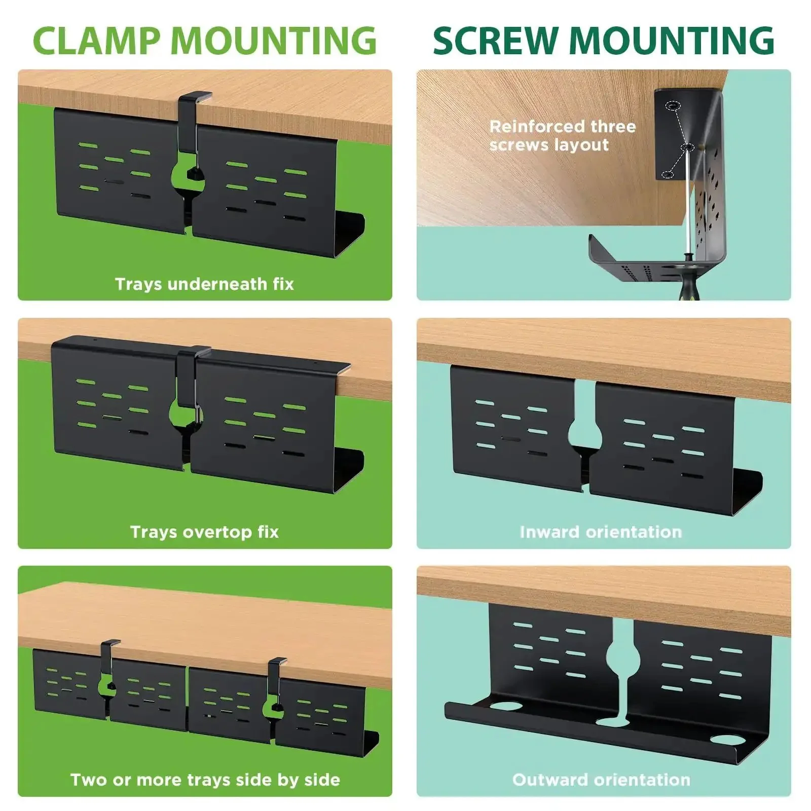 Two Pack 16 Inch Under Desk Cable Management Trays Expandable To 32 Inches No Drill Mount Cord Organizer For Home Office Gaming Desks And Standing Desks Black - Image 9