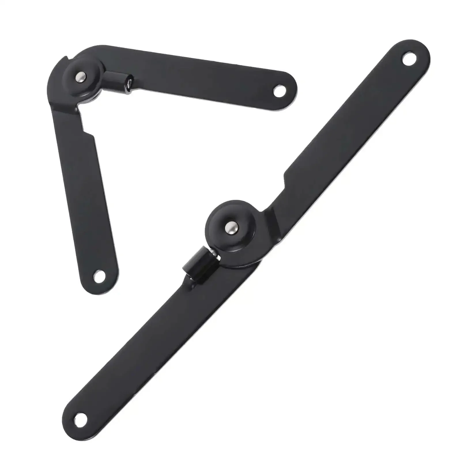 Two Pack 180 Degree Lid Support Hinges Black Rotatable Folding Heavy Duty Locking Hinges For Furniture Cabinet Doors Boxes Cupboards Rust Resistant Iron Construction Easy Install Ideal For DIY Renovations