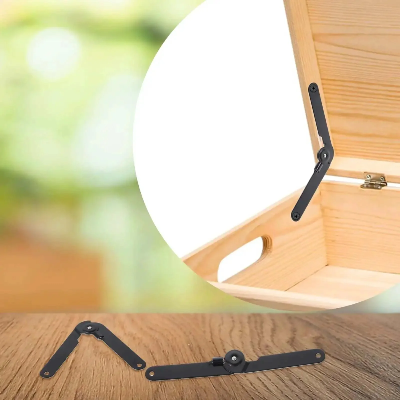 Two Pack 180 Degree Lid Support Hinges Black Rotatable Folding Heavy Duty Locking Hinges For Furniture Cabinet Doors Boxes Cupboards Rust Resistant Iron Construction Easy Install Ideal For DIY Renovations - Image 4