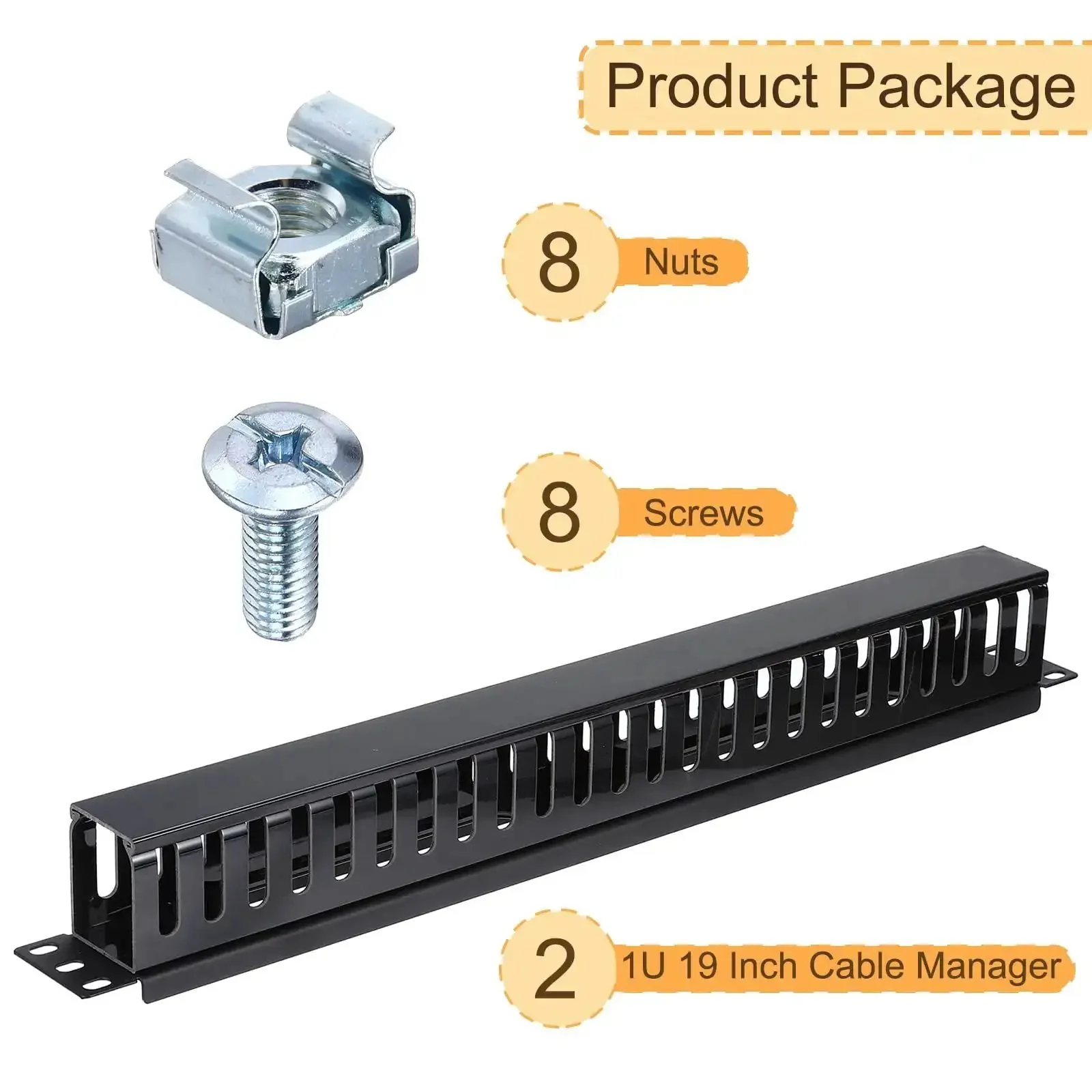 Two Pack 1U 19 Inch Cable Manager For Network Cabinets, 24 Slot Horizontal Wire Organizer, Heavy Duty Metal Finger Duct Rack Mount For Clean Cable Runs In Data Centers, Black - Image 4