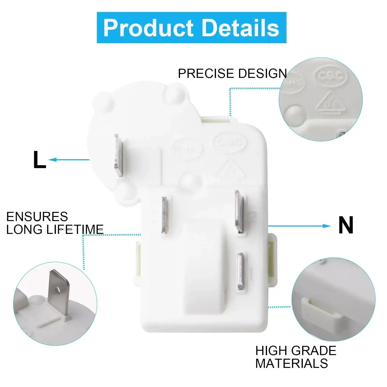Two Pack 2 Pin PTC Starter Relay Replacement For Fridge Compressor Overload Protector Universal Fit For Danby Haier Midea Mini Fridge Models Including ZHB69-120P15 ZHB60-120P4.7 ZHB60-120P15 ZHB45-105P15 And More - Image 6