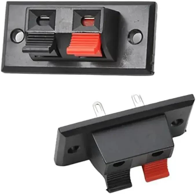 Two Pack 2 Way Speaker Spring Connectors Plug And Play Terminal Clips For Quick Speaker Wiring, 2 Pins And 2 Positions, Spring Load Clip, Red Black Polarity Coding, 45mm Length By 21mm Width Terminal Block - Image 2