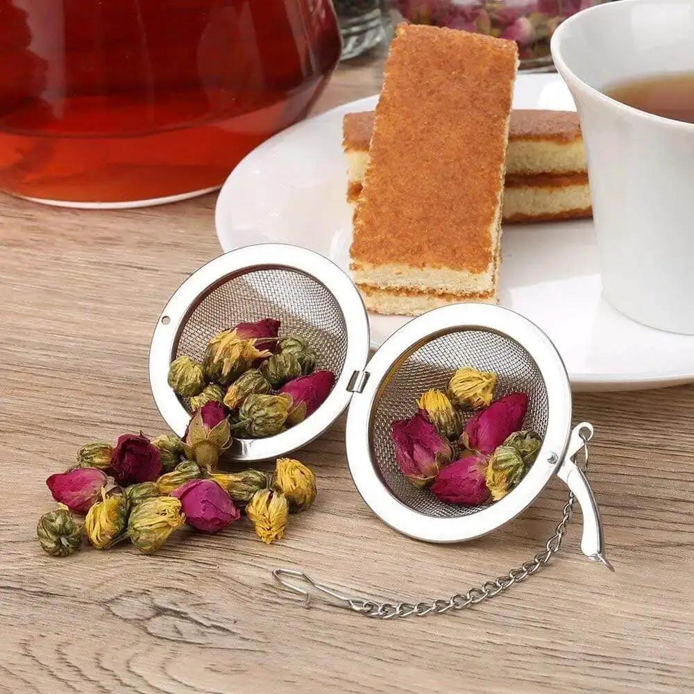 Two Pack 2.1 Inch Stainless Steel Mesh Tea Ball Infuser Strainer Filters For Teas Durable 304 Grade Tea Filter Basket For Loose Leaf Brewing In Teapots And Cups A Real Go To Tea Gadget - Image 4