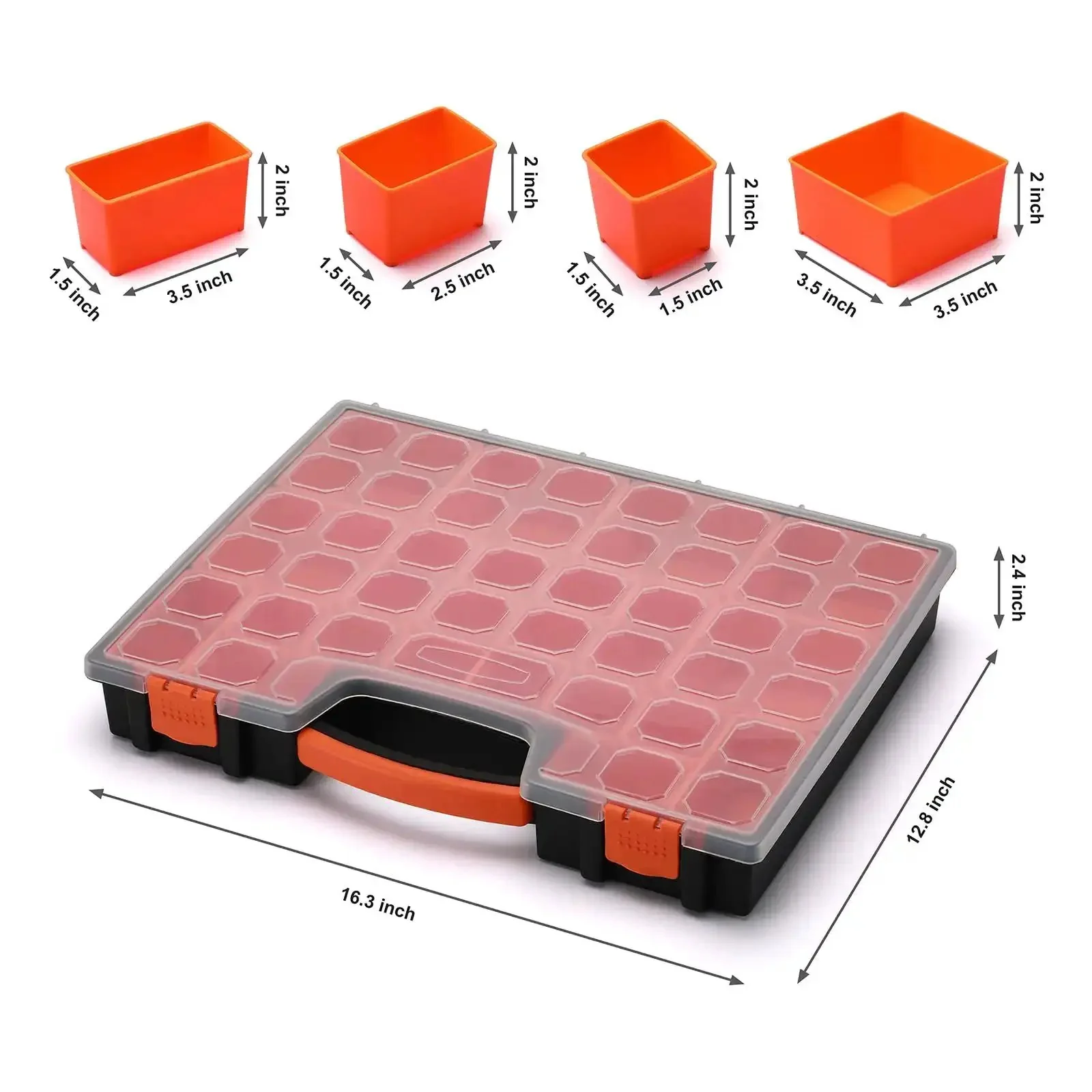 Two Pack 22 Compartment Toolbox Organizer Set For Hardware Nuts Bolts Nails And Small Tools Built Tough As Nails Durable Plastic Storage Case With 41 Point Five Cm Long By 33 Cm Wide By 6 Cm High Tray System Easy To Clean And Assemble - Image 7
