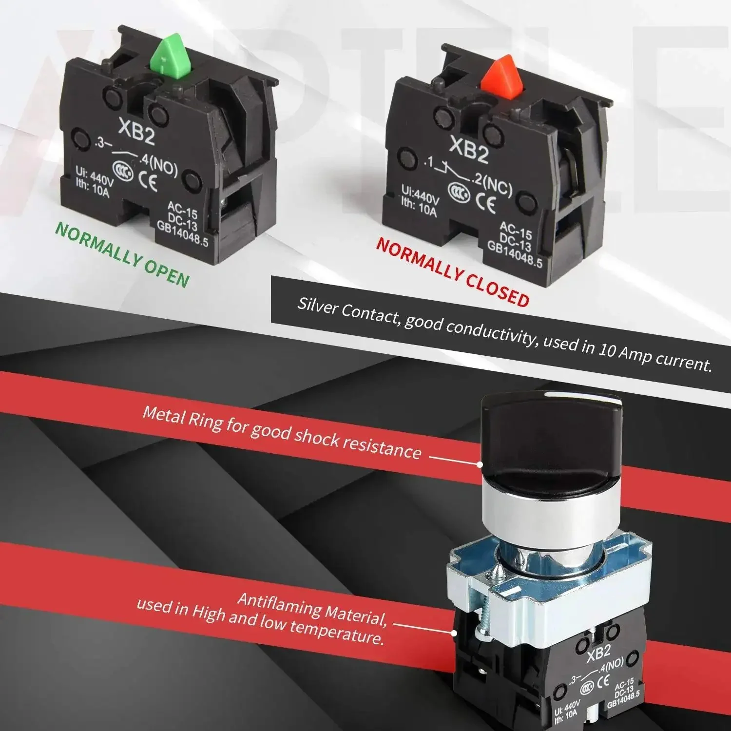 Two Pack 22mm Metal Head 3 Position Maintained Selector Switch With 2 Normally Open Contacts 660VAC 10A Rating 22mm Mount Built To Last Heavy Duty Latching Design For Pro Grade Industrial Panels - Image 2