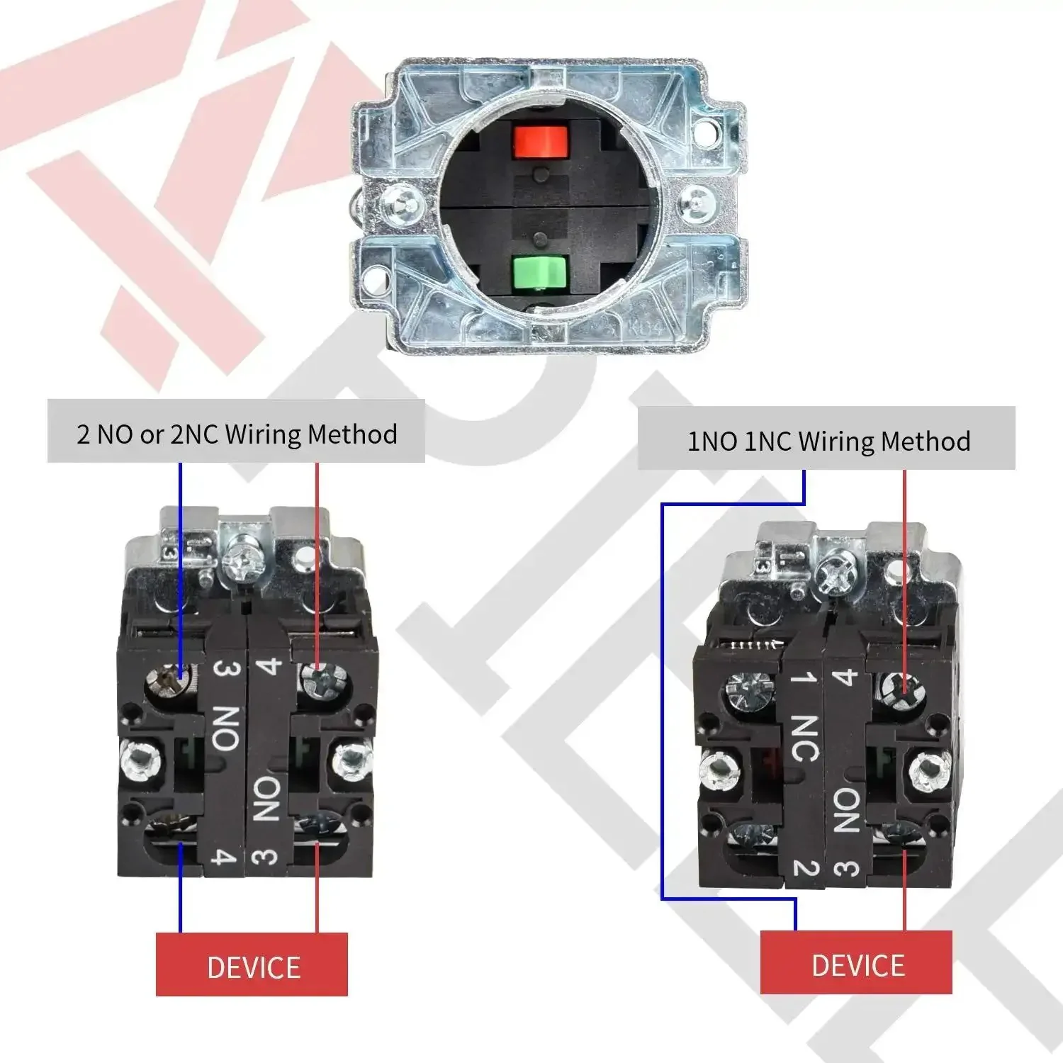 Two Pack 22mm Momentary Push Button Switch Red And Green 1NO 1NC Metal Head XB2-11BN-G&R SPST 660V 10A Nylon Body Momentary Operation For Control Panels And Machinery - Image 2