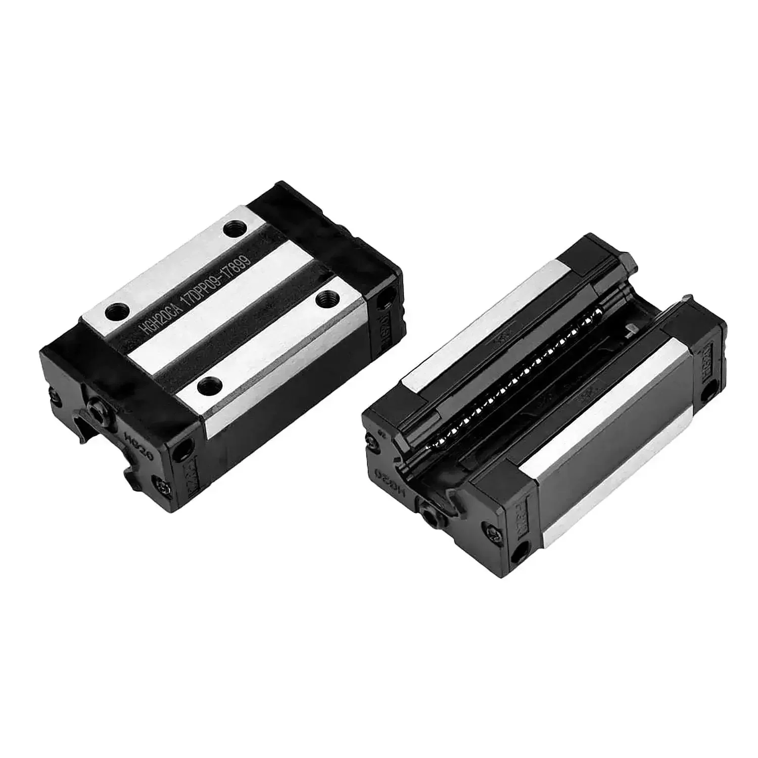 Two Pack 350mm Linear Sliding Rail Guide With Four HGH20CA Carriages For 3D Printers CNC Machines And Routers, Smooth Low Noise Motion, Steel Bearing Rails - Image 2
