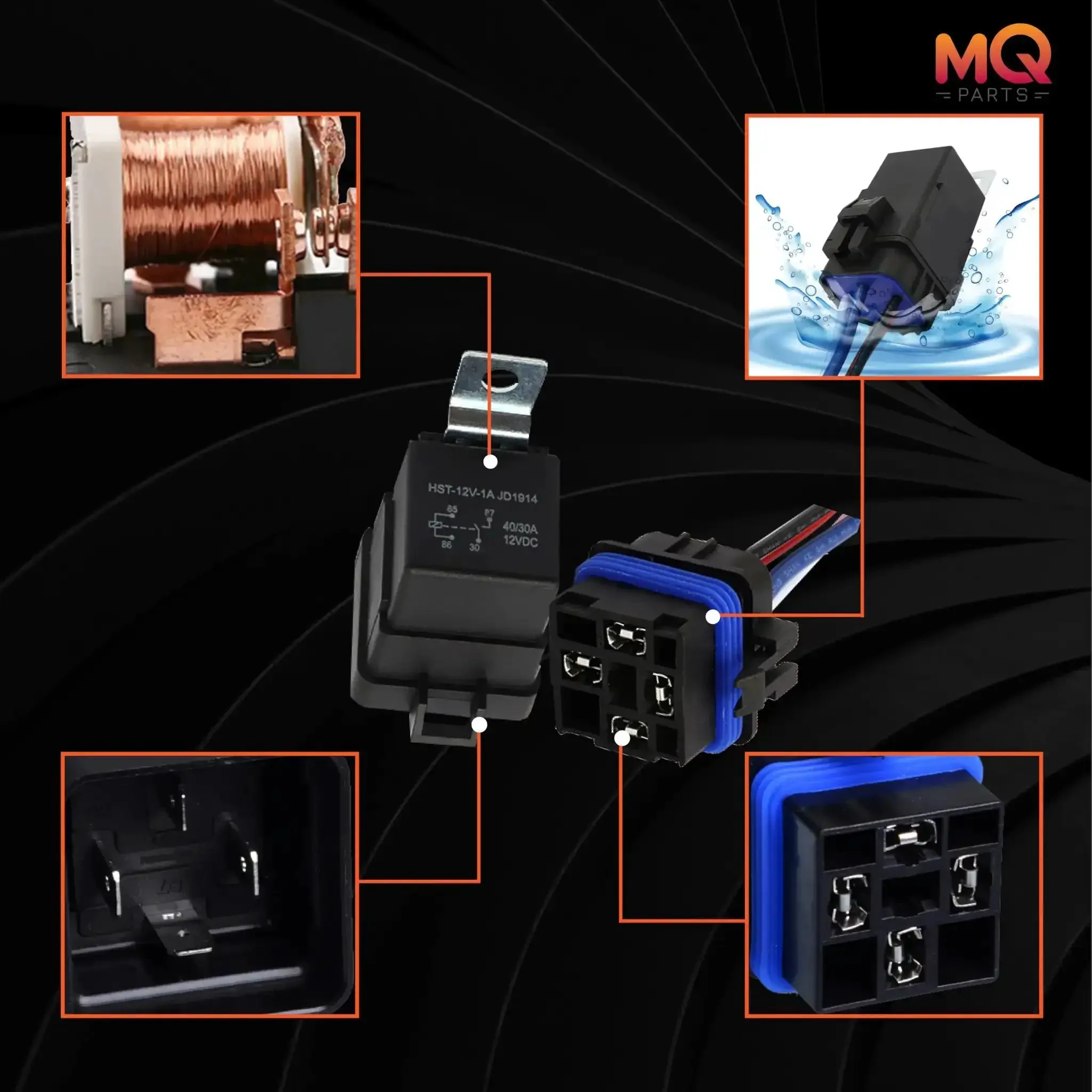 Two Pack 4 Pin 40 30 Amp 12V DC Waterproof Relay Kit With Heavy Duty 12 AWG Tinned Copper Wires And Premium SPDT Automotive Relay Harness For Beefed Up Rugged Car Wiring - Image 7