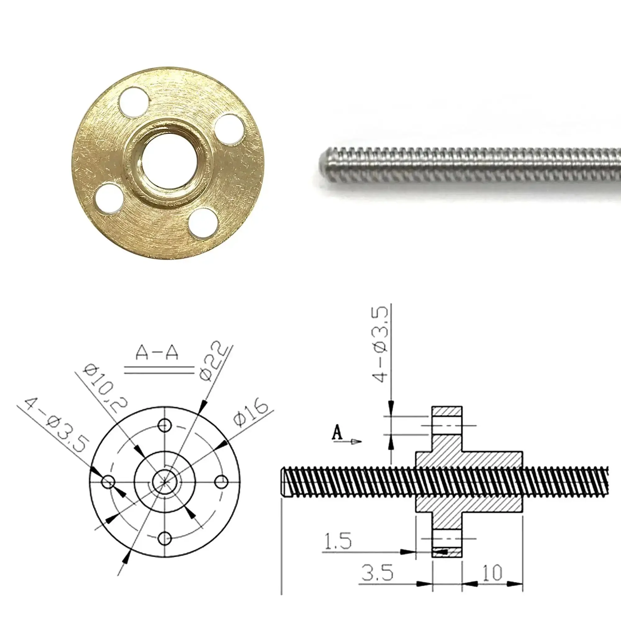 Two Pack 400mm TR8X2 Lead Screws With T8 Brass Nut For 3D Printer Z Axis Acme Thread 2mm Pitch 1 Start 2mm Lead Stainless Steel 304 Rods Built To Last And Rock Solid For Ender 5 And CNC Machines - Image 5