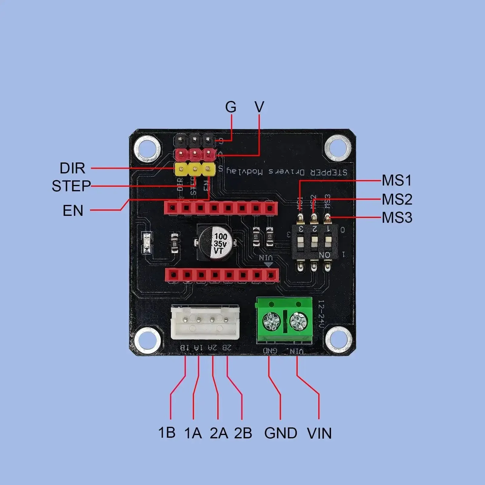 Two Pack 42 Stepper Motor Driver Expansion Boards For 3D Printers DRV8825 A4988 Compatible Shield Module With 5V Logic And 12 To 30V Input Easy Plug In Upgrade For Precise Motor Control - Image 4