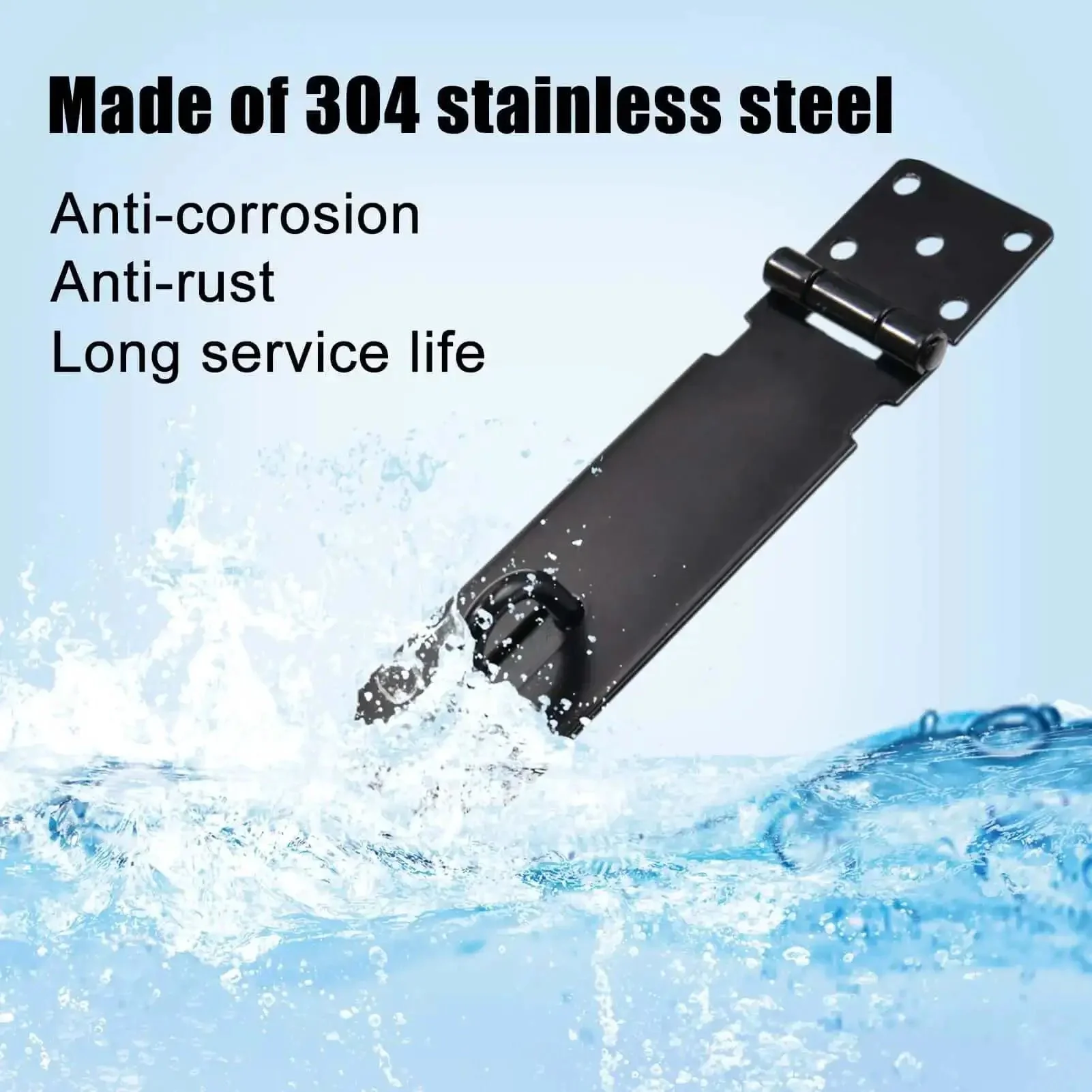 Two Pack 5 Inch Door Hasp Latch Locks 304 Stainless Steel Beefed Up Heavy Duty Gate Hinge Lock With Screws Outdoor Ready Rust Proof Anti Corrosion Black Finish Ideal For Doors Gates Cabinets Closets Fences - Image 3