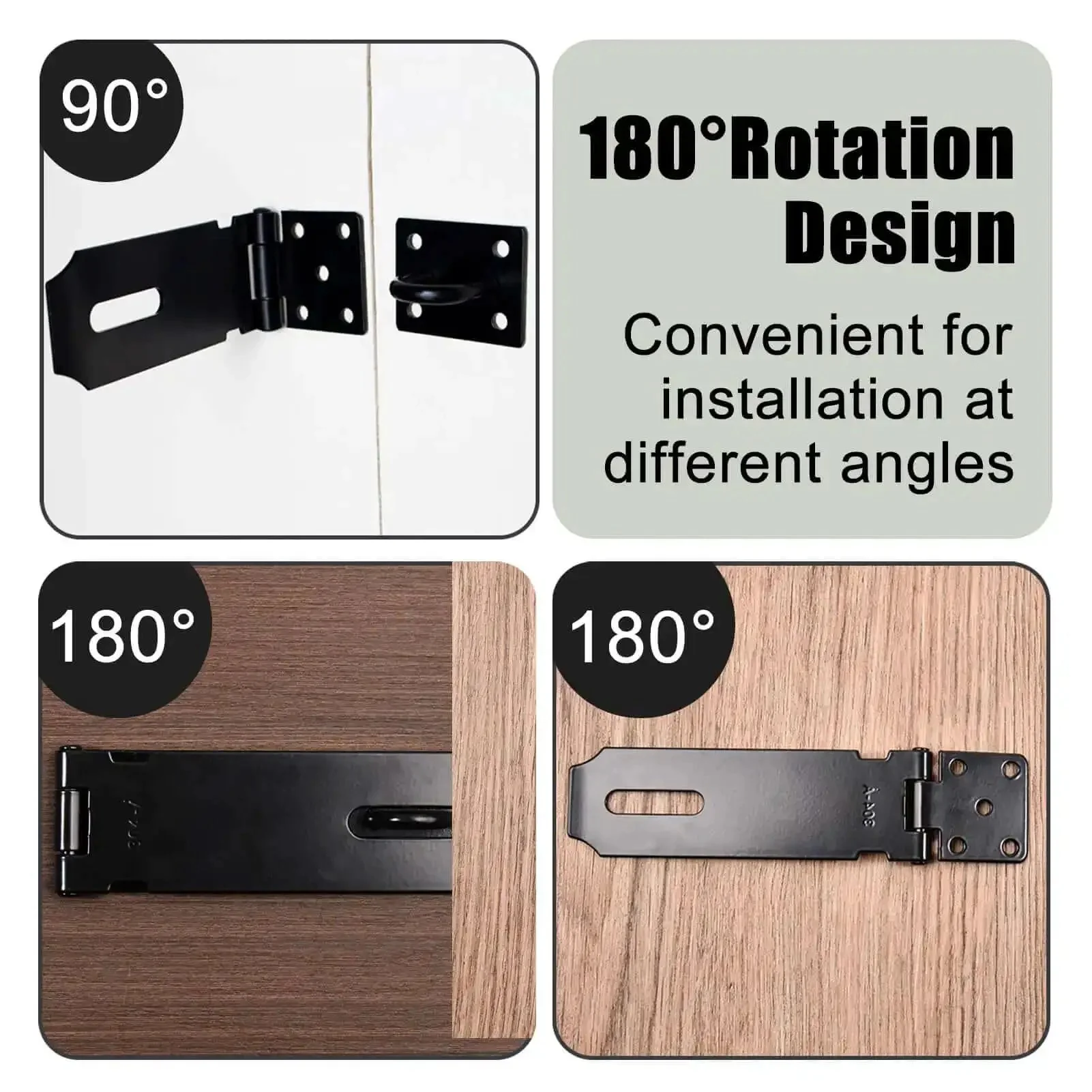 Two Pack 5 Inch Door Hasp Latch Locks 304 Stainless Steel Beefed Up Heavy Duty Gate Hinge Lock With Screws Outdoor Ready Rust Proof Anti Corrosion Black Finish Ideal For Doors Gates Cabinets Closets Fences - Image 4