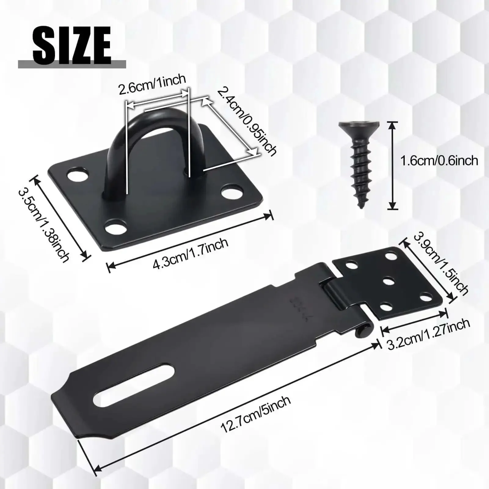 Two Pack 5 Inch Door Hasp Latch Locks 304 Stainless Steel Beefed Up Heavy Duty Gate Hinge Lock With Screws Outdoor Ready Rust Proof Anti Corrosion Black Finish Ideal For Doors Gates Cabinets Closets Fences - Image 7
